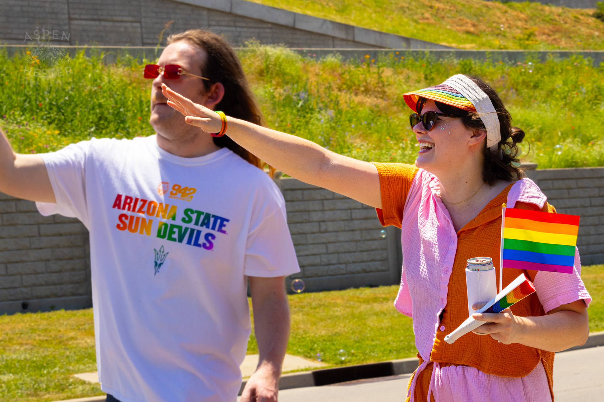 WHAS-11's Nick Scheske and Michelle Zelli in The Kentuckiana Pride Parade. June 15th, 2024/Aspen Hester