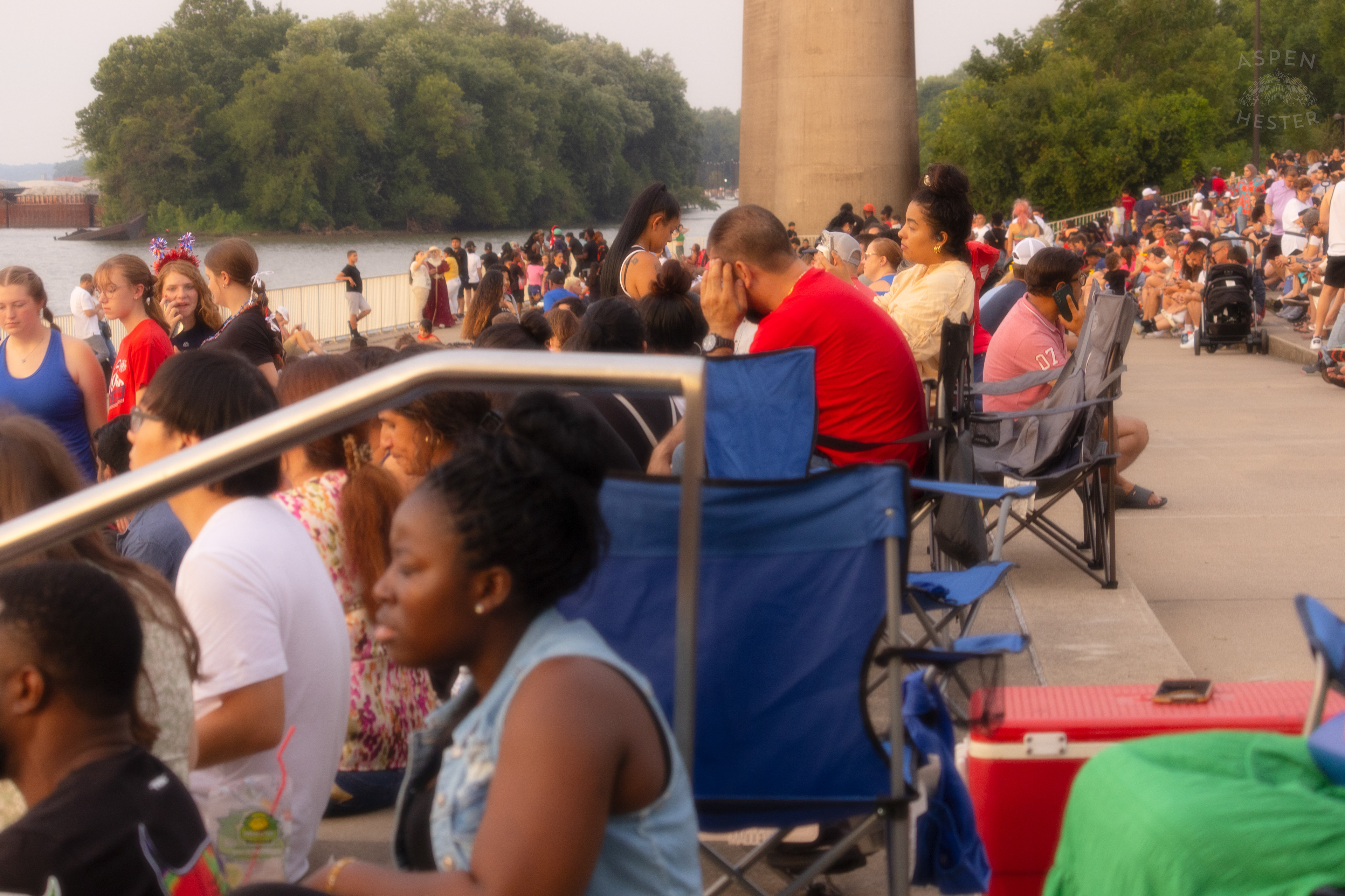 Crowds Gathering Early for the Fireworks Display at Waterfront Park 4th of July. July 4th, 2024/Aspen Hester