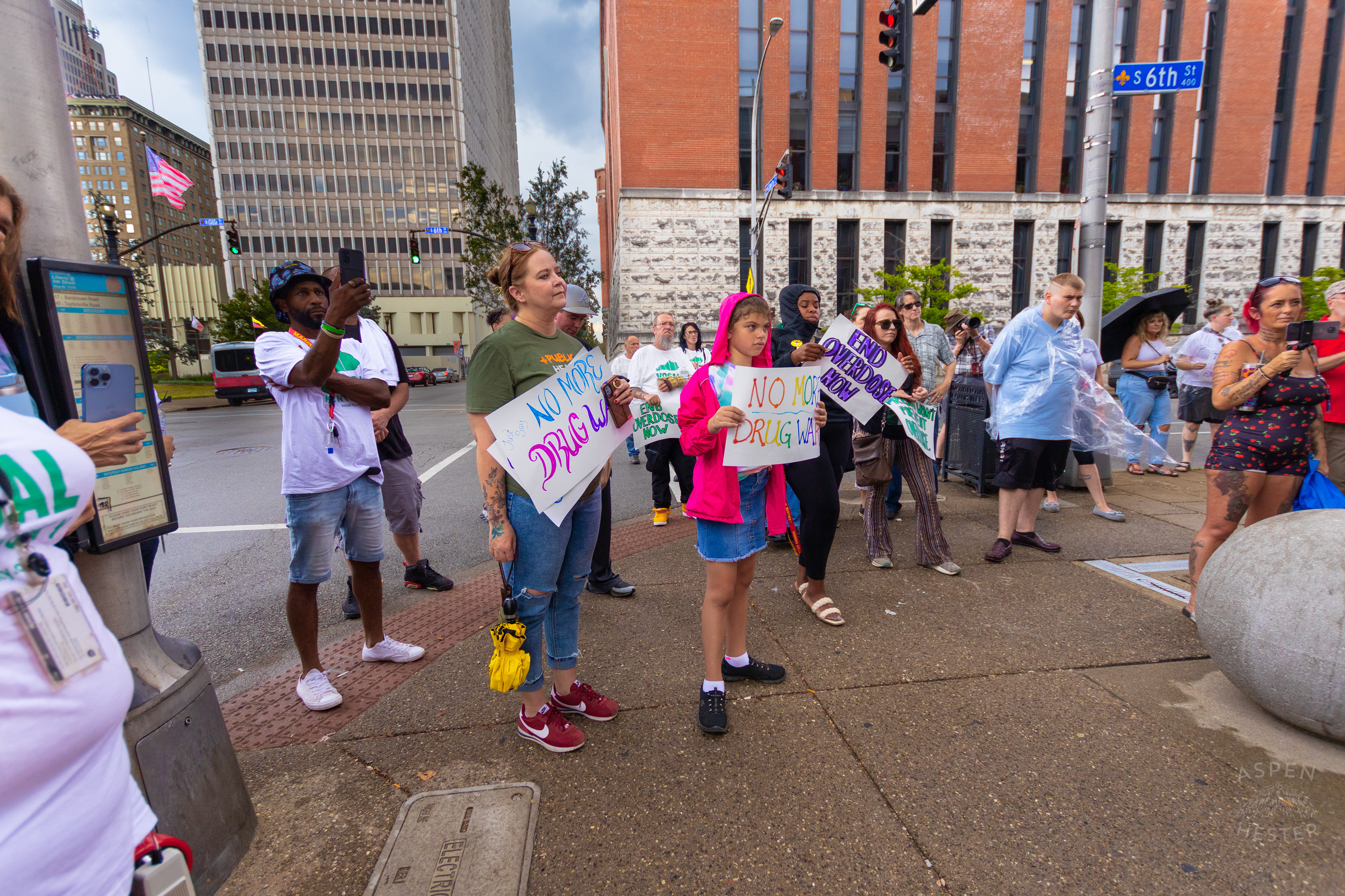 Crowd Gathers Outside LMDC to Listen to Speakers at The 3rd Annual Vocal KY International Overdose Awareness Day Rally and March. August 31st, 2024/Aspen Hester