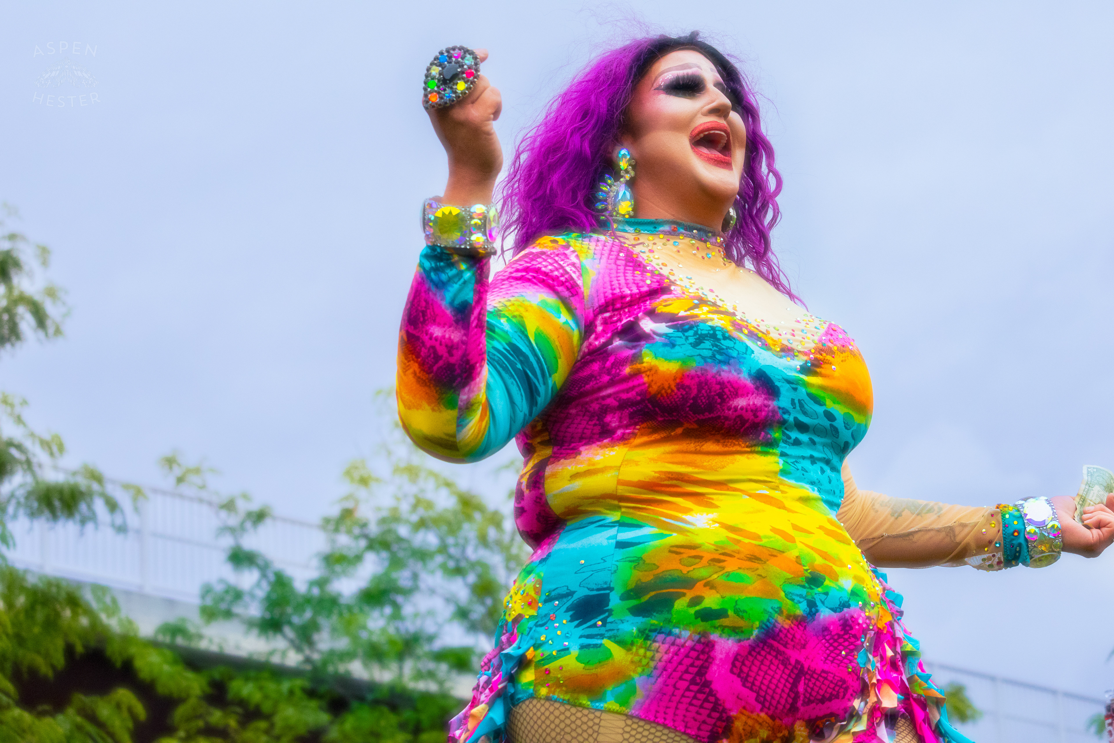 Drag Queen Performing 'Freak of Nature' by Anastacia During Pride Bar's Family Friendly Drag Show at Southern Indiana Pride. June 1st, 2024/Aspen Hester