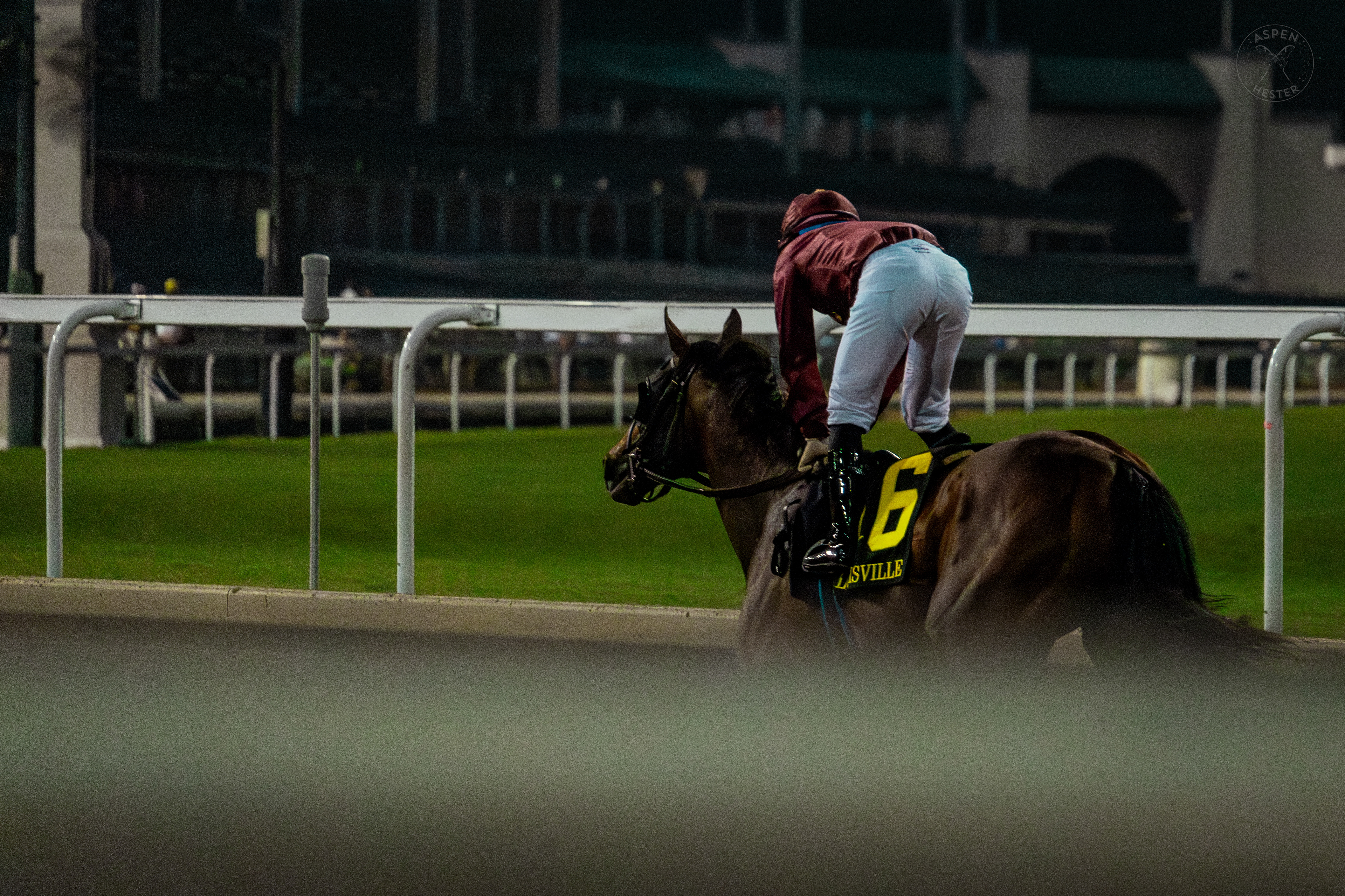 Jokey and Horse Racing at Downs After Dark. May 18th, 2024/Aspen Hester