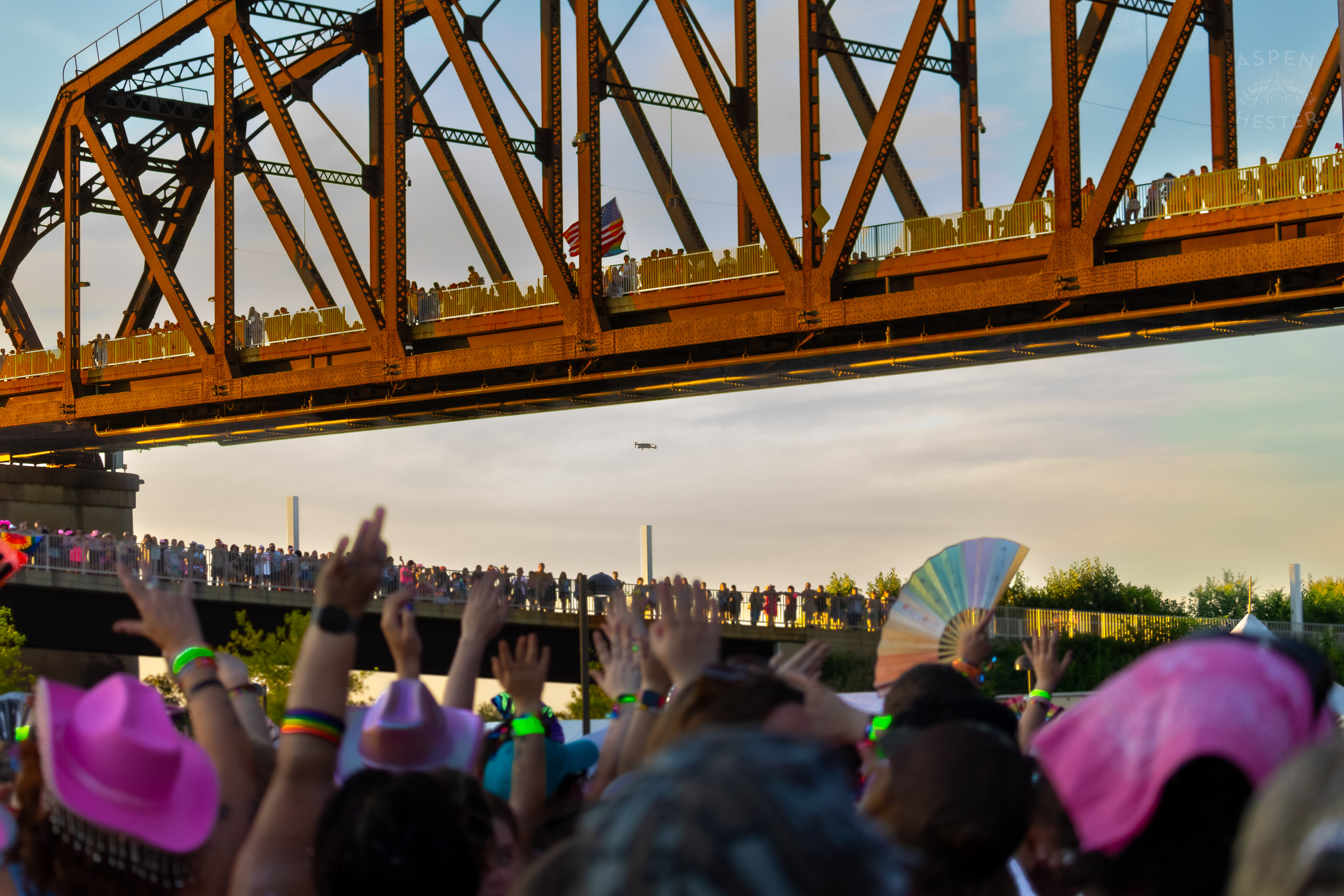 People Gathering on The Big Four Bridge at The Kentuckiana Pride Festival. June 15th, 2024/Aspen Hester
