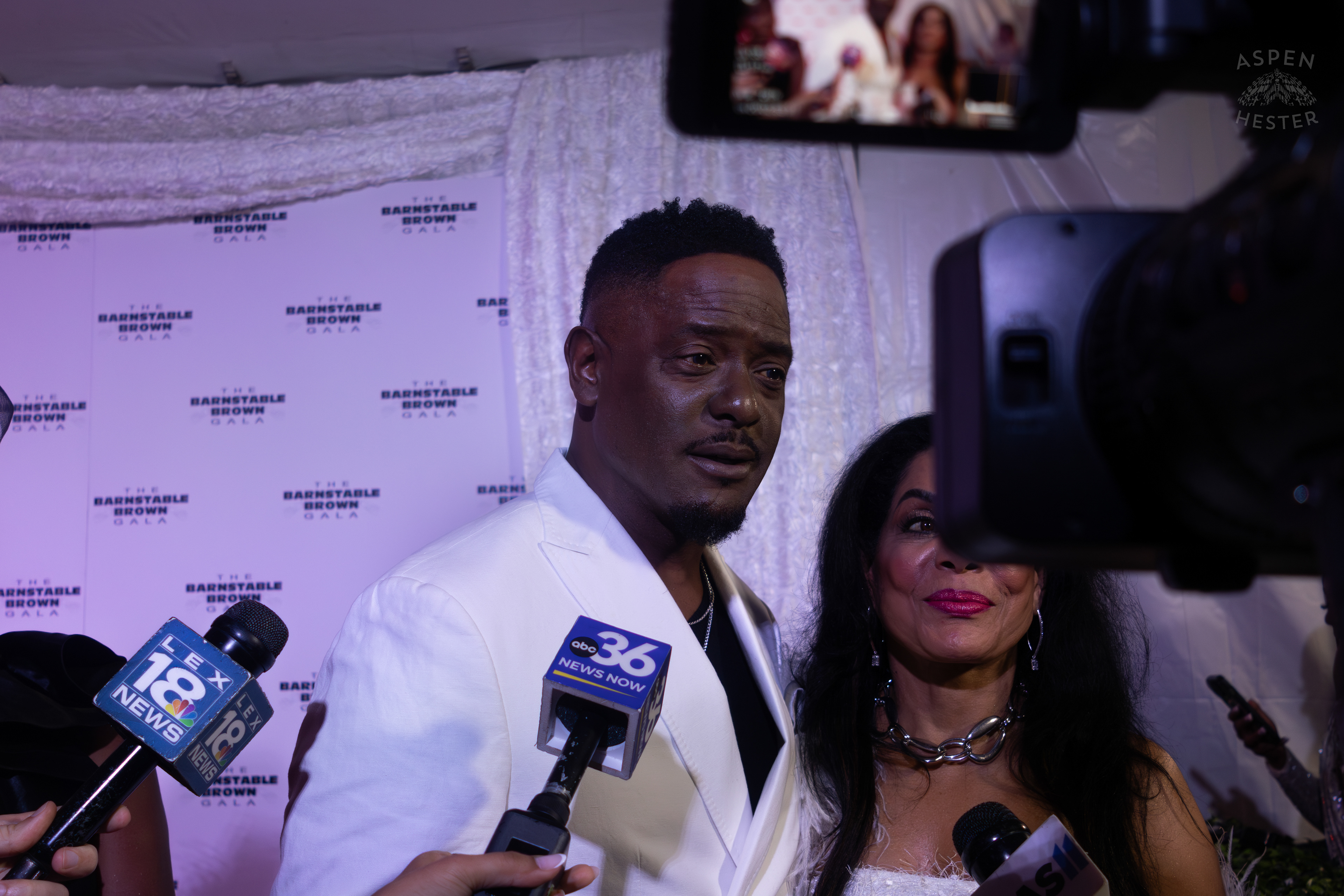 Actor Blair Underwood Speaks to the Media with His Wife and Mother at The 2025 Barnstable-Brown Gala. May 2nd, 2025/Aspen Hester