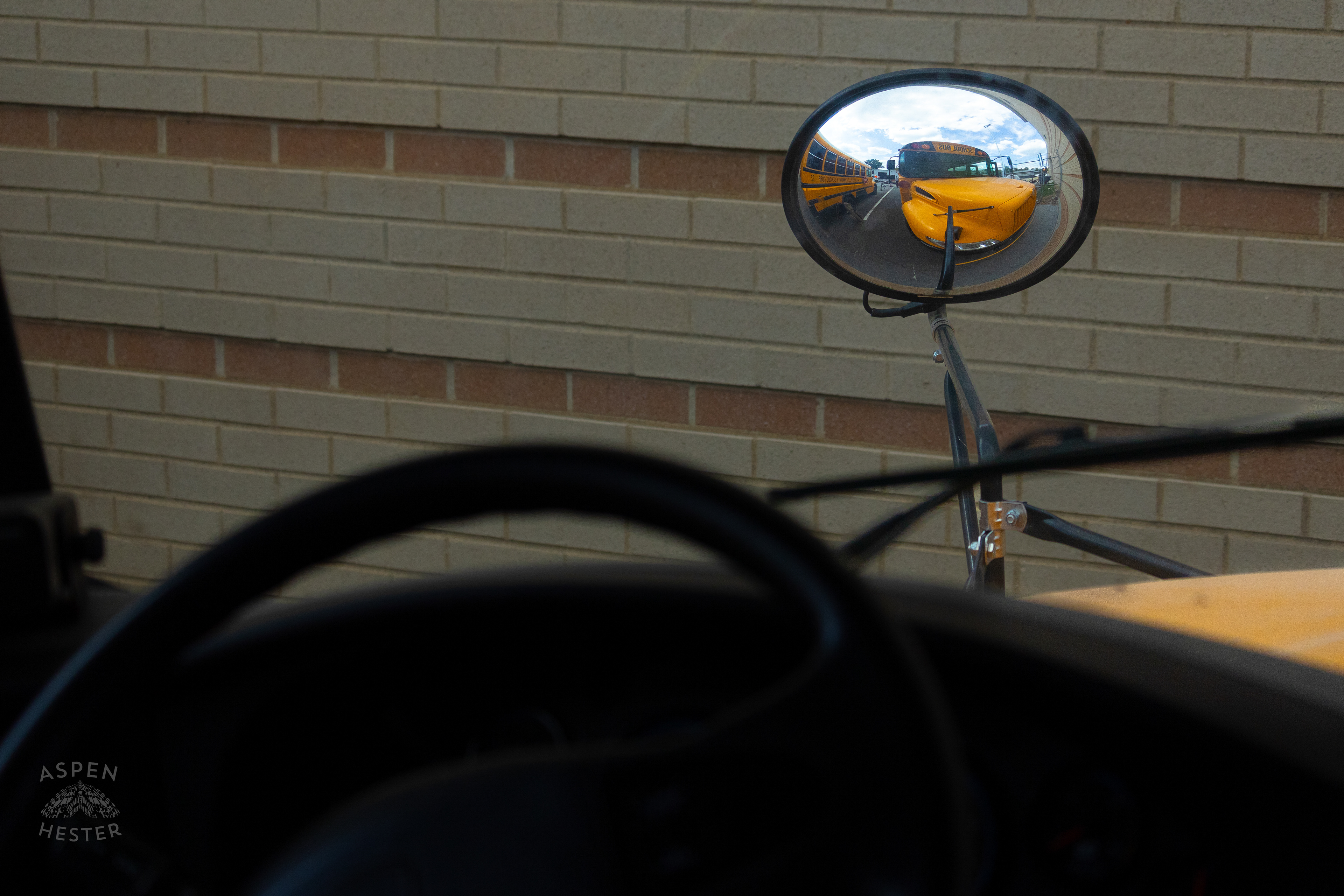 Inside of The Clarksville Community School Cooperation Bus Damaged After A Dodge Charger Crashed into it at Full Speed. August 14th, 2024/Aspen Hester