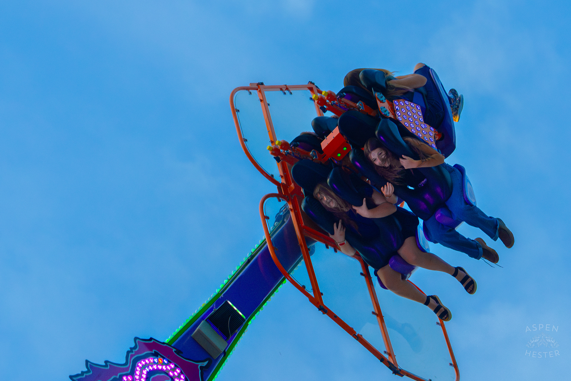 Fair Goers Spinning and Flipping Around The Sky in the Alter Ego at The 120th Kentucky State Fair. July 15th, 2024/Aspen Hester