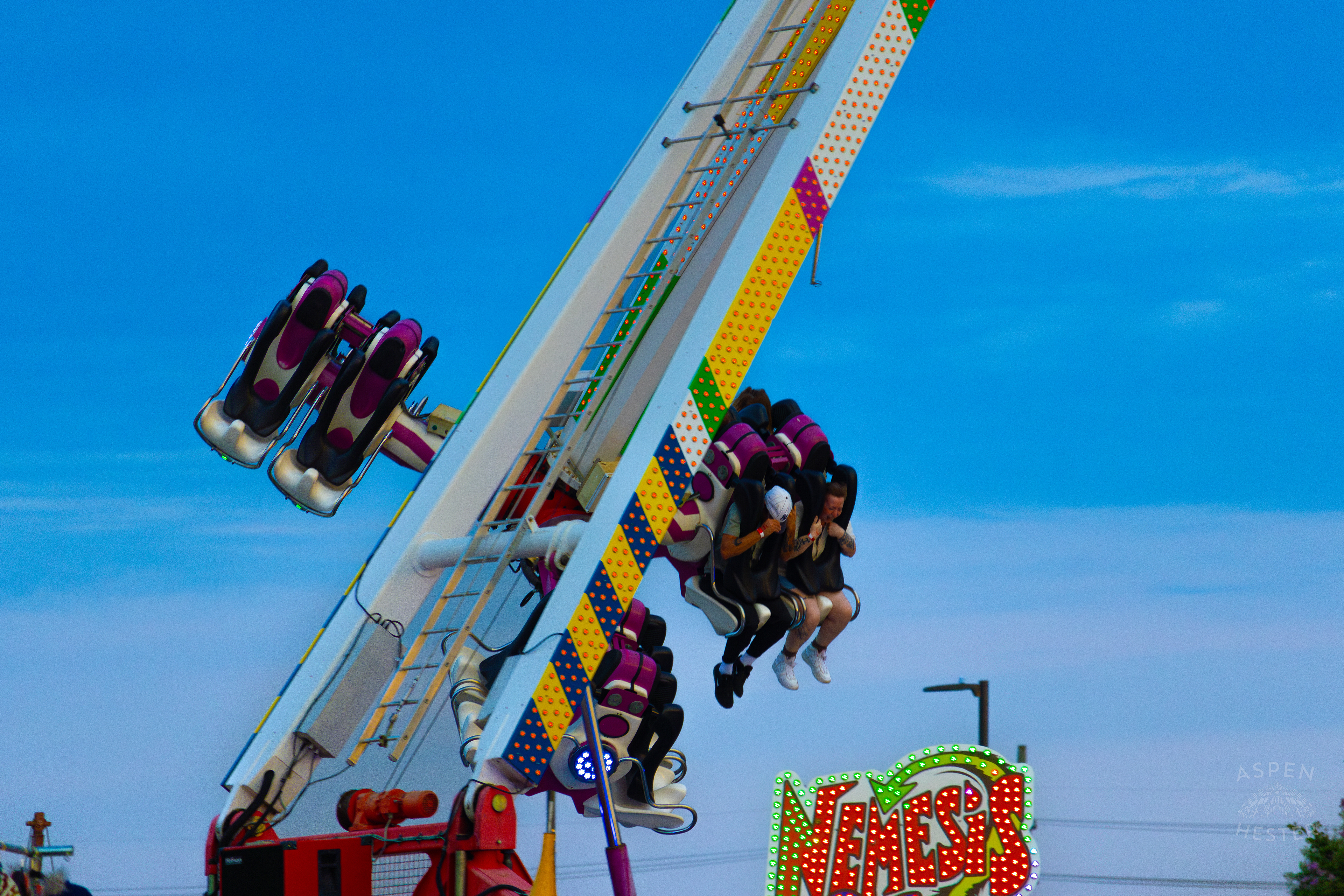 Fair Goers Spinning Around The Sky in the Nemeses 360 at The 120th Kentucky State Fair. July 15th, 2024/Aspen Hester