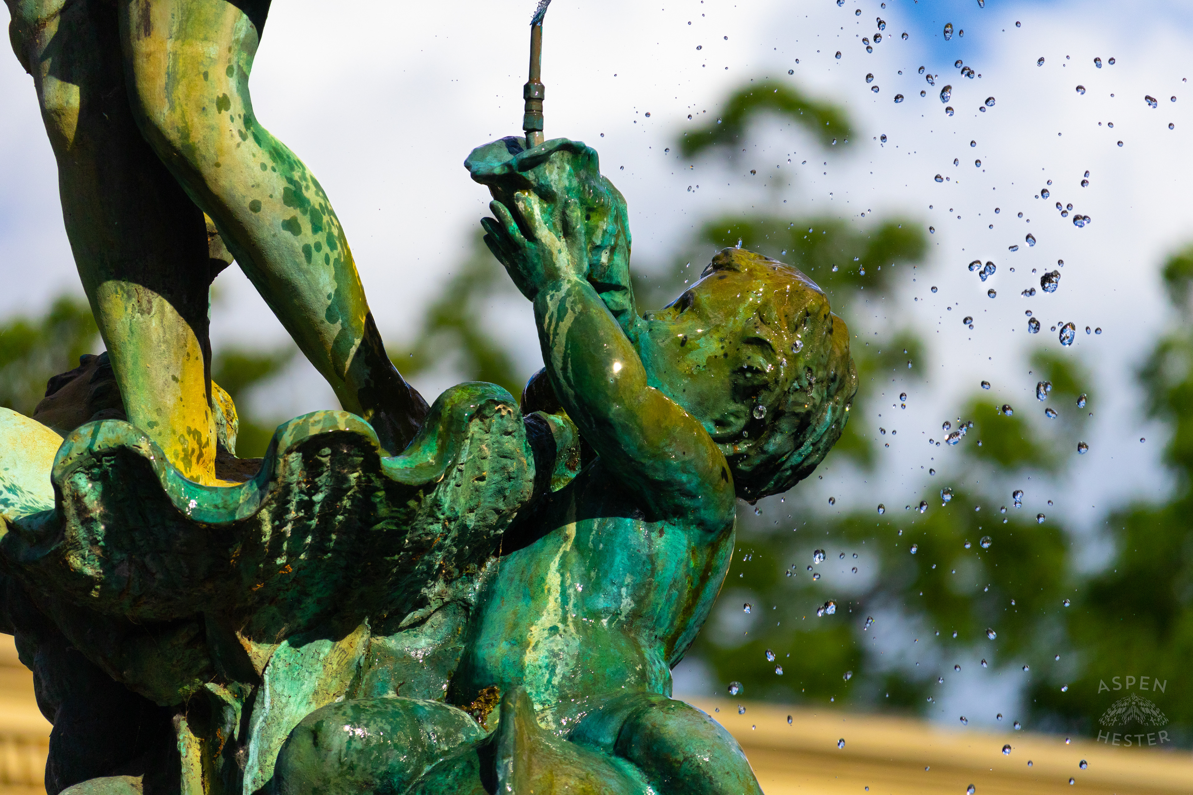 Cherub on The St James Court Fountain. June 6th, 2024/Aspen Hester