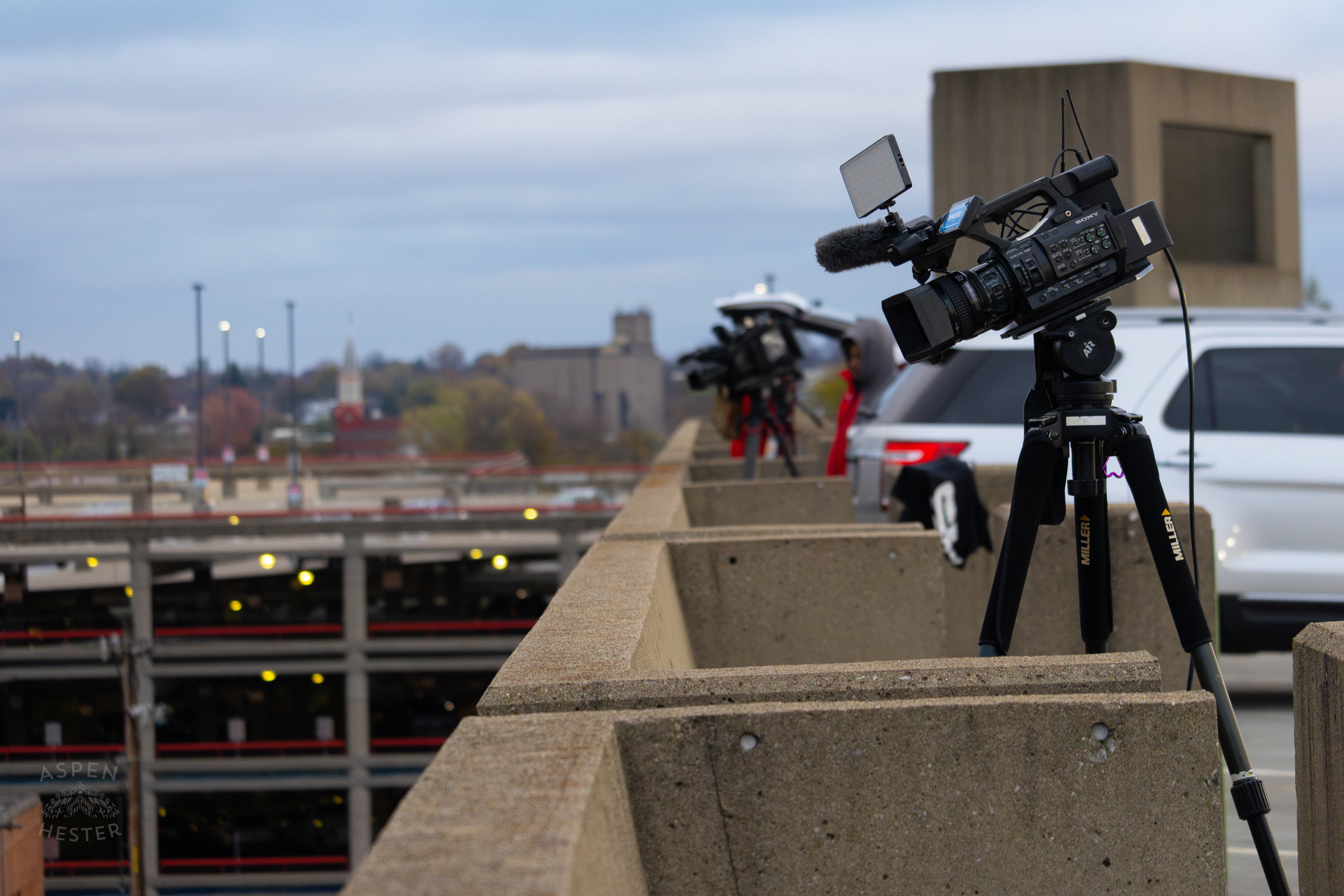 News Crews Flocking to The Top of A Nearby Parking Garage to Document the 8+ Hour LFD Effort to Free A Trapped Demo Worker. November 11th, 2024/Aspen Hester