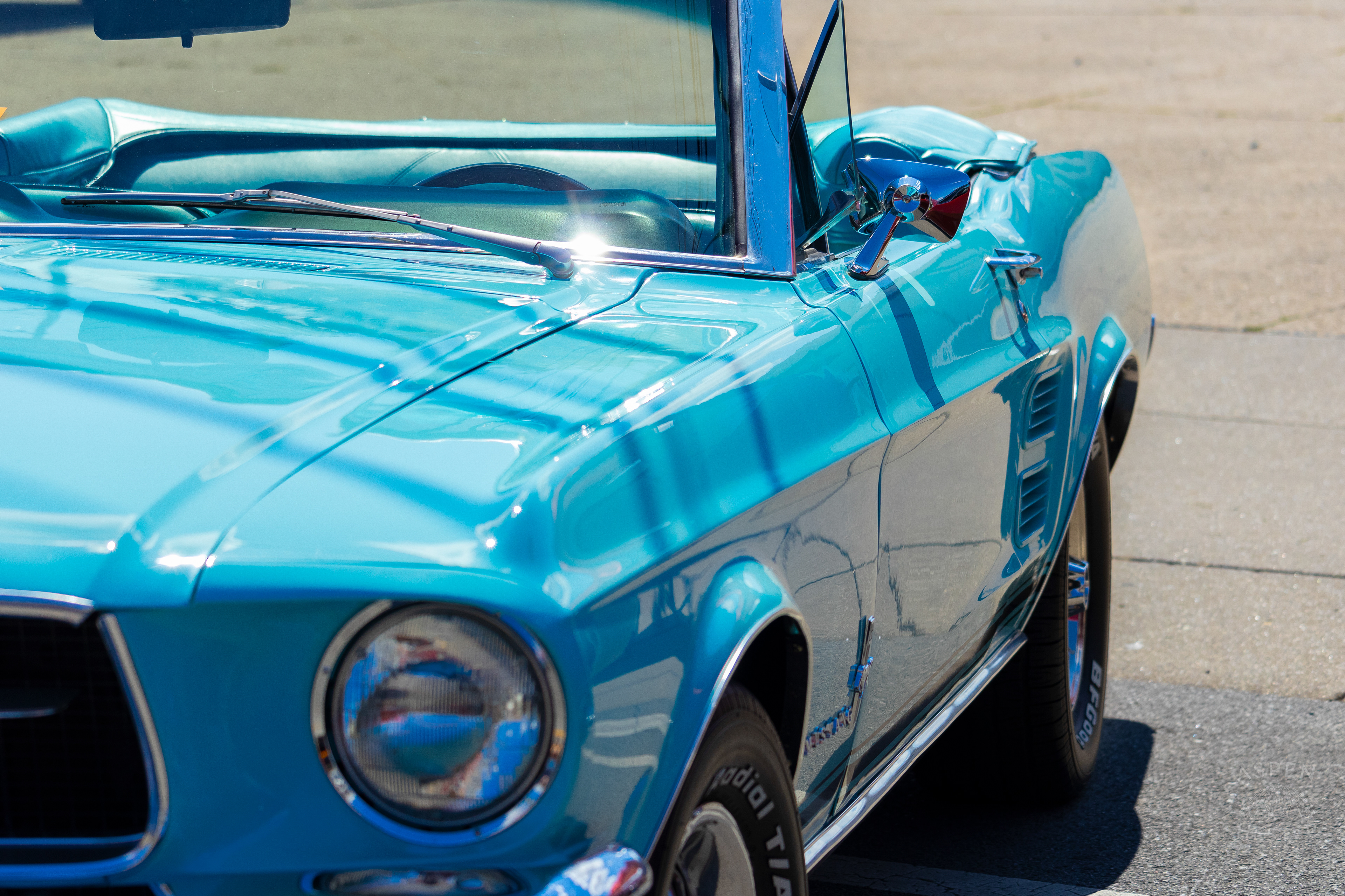A Light Blue 1967 Ford Mustang on Display at The 2024 Jeffersontown Gaslight Festival. September 15th, 2024/Aspen Hester