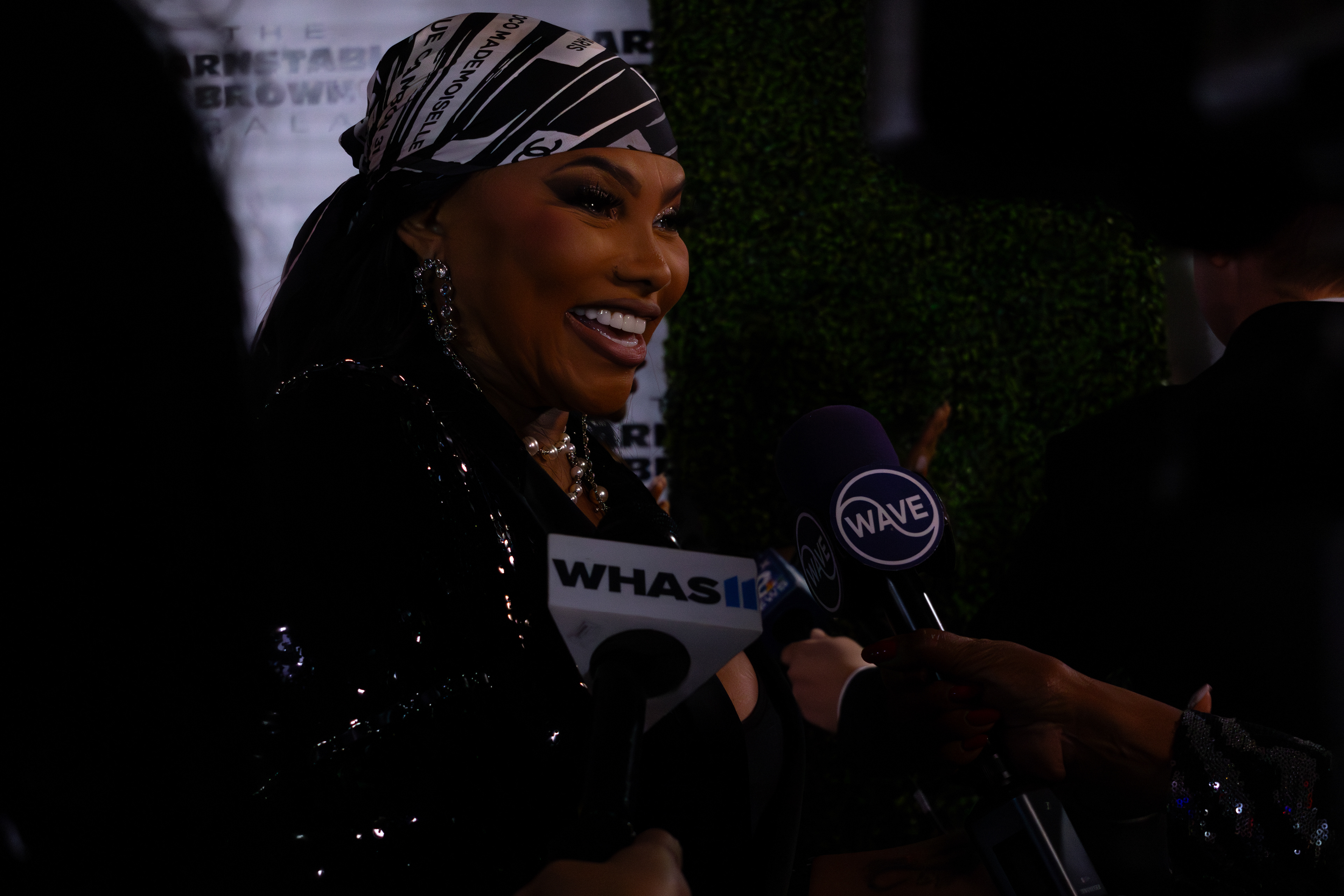 Sandra “Pepa” Denton Talks to Reporters on The Red Carpet at The 2024 Barnstable-Brown Gala. May 3rd, 2024/Aspen Hester