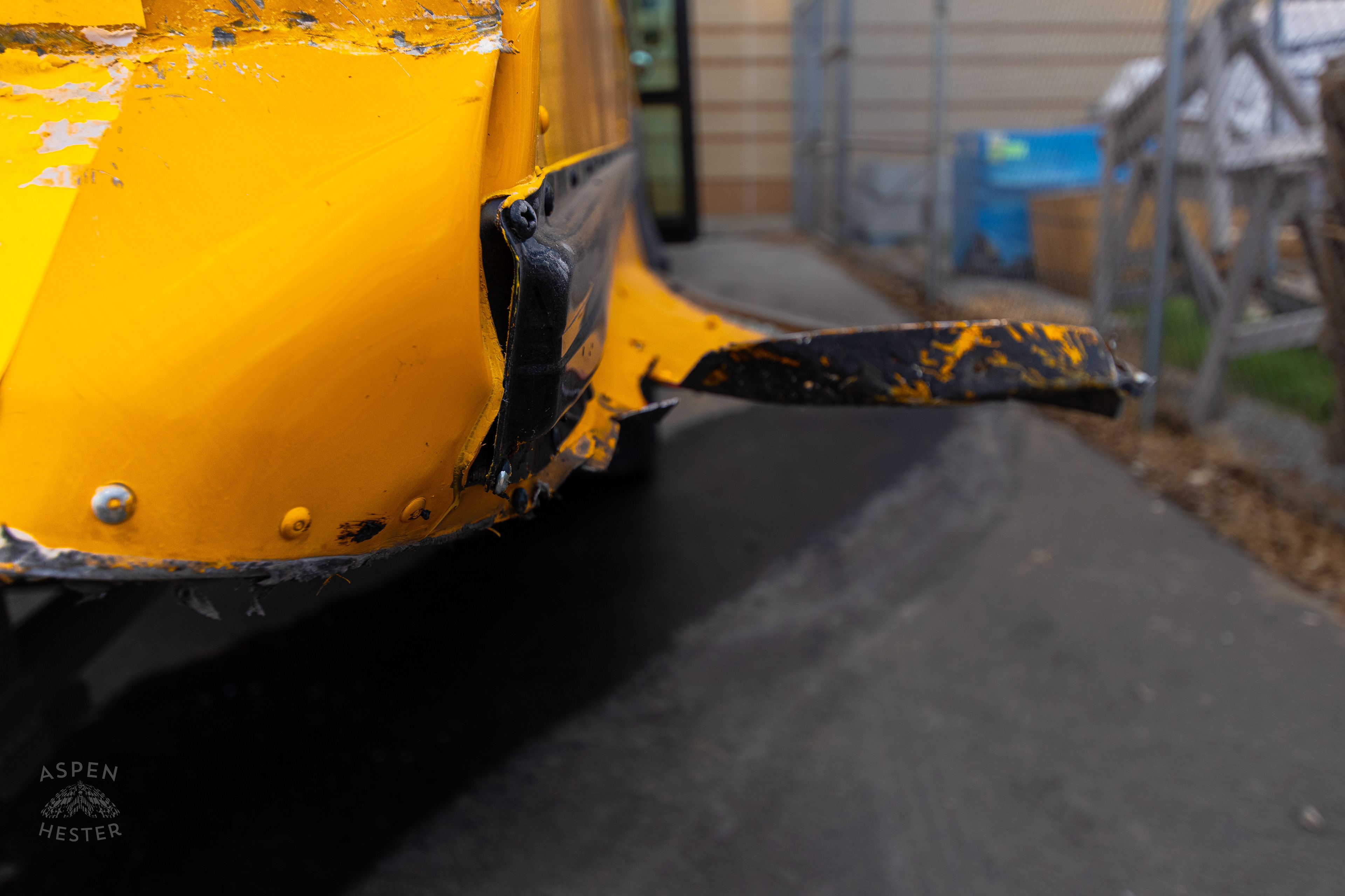 The Damage Done to A Clarksville Community School Cooperation Bus After A Dodge Charger Crashed into it at Full Speed. August 14th, 2024/Aspen Hester