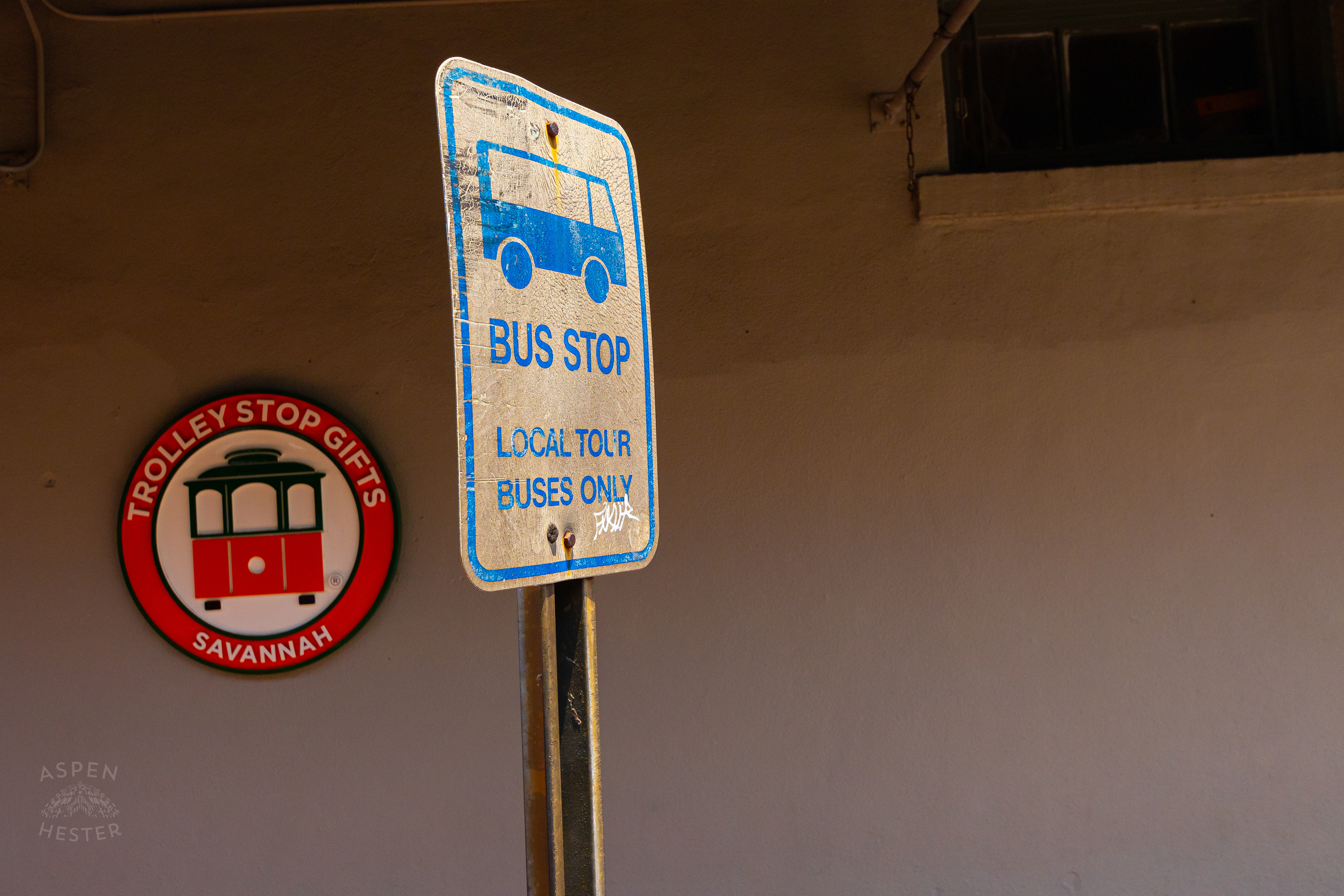 Trolly and Bus Stop in Savannah Georgia. June 26th, 2024/Aspen Hester