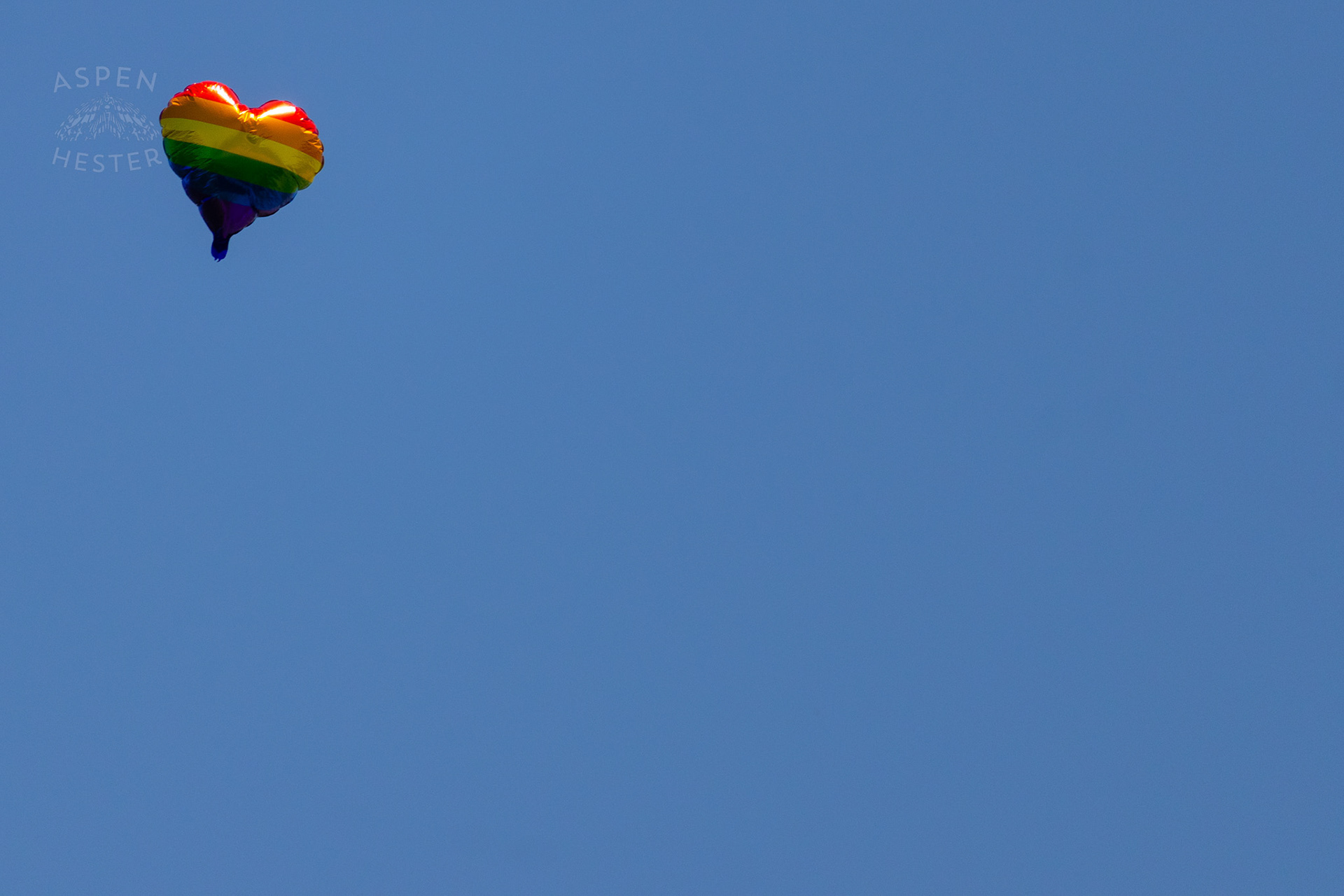 A Rainbow Heart Balloon Floats Over The Kentuckiana Pride Parade. June 15th, 2024/Aspen Hester