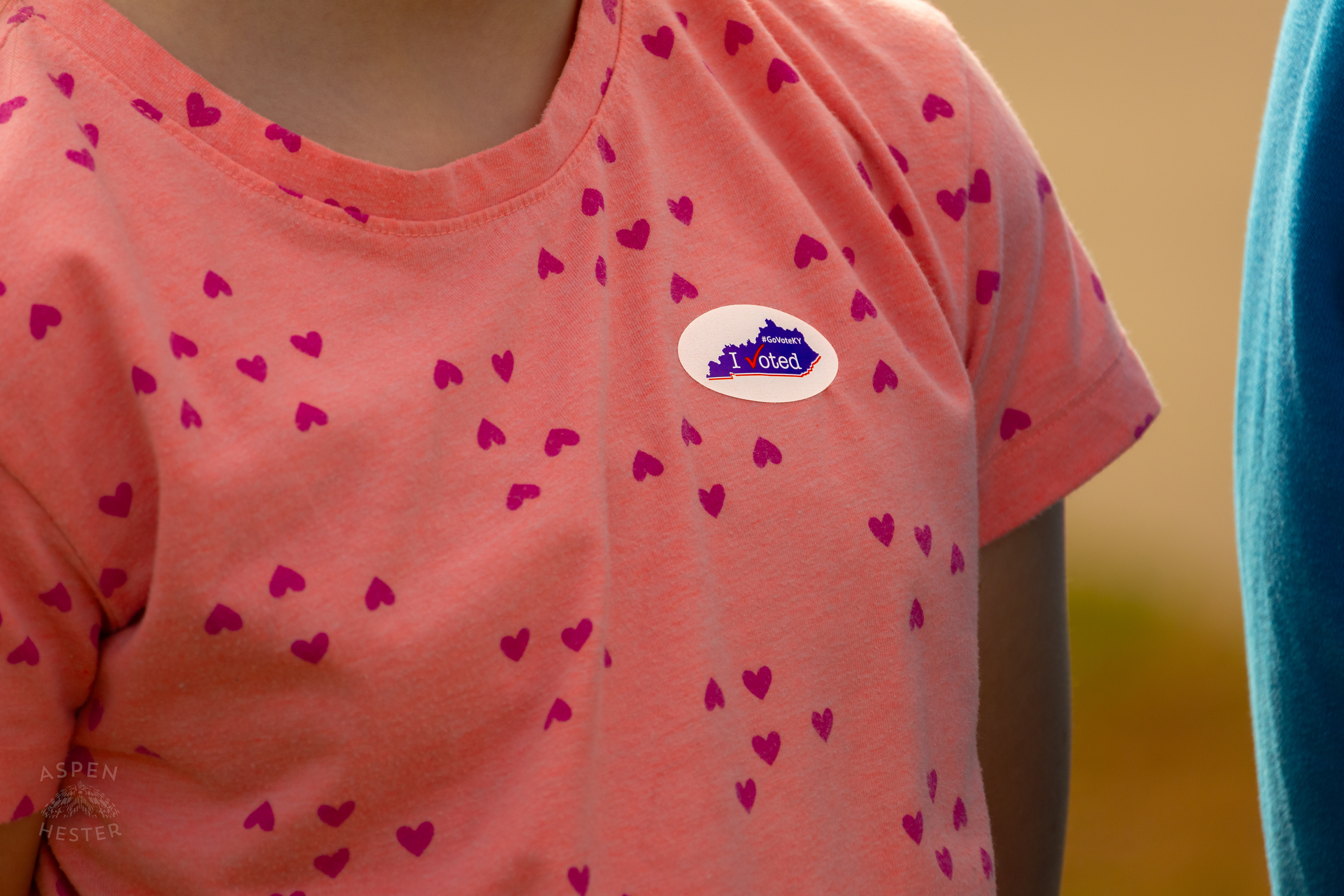 Voters Daughter Proudly Wearing Her Own “I Voted” Sticker for The 2024 Election in Hardin County. November 5th, 2024/Aspen Hester