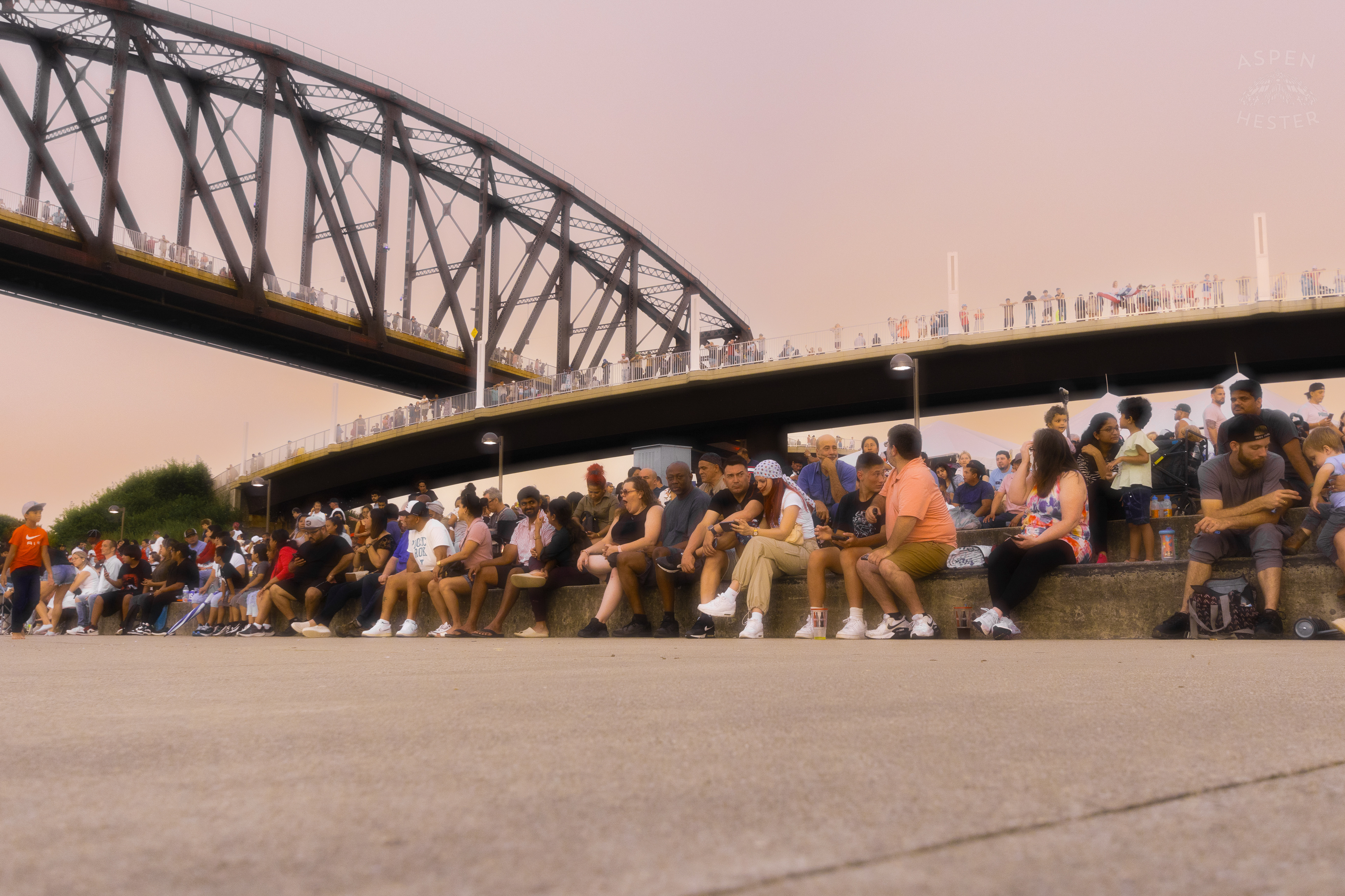 Crowds Gathering Early for the Fireworks Display at Waterfront Park 4th of July. July 4th, 2024/Aspen Hester