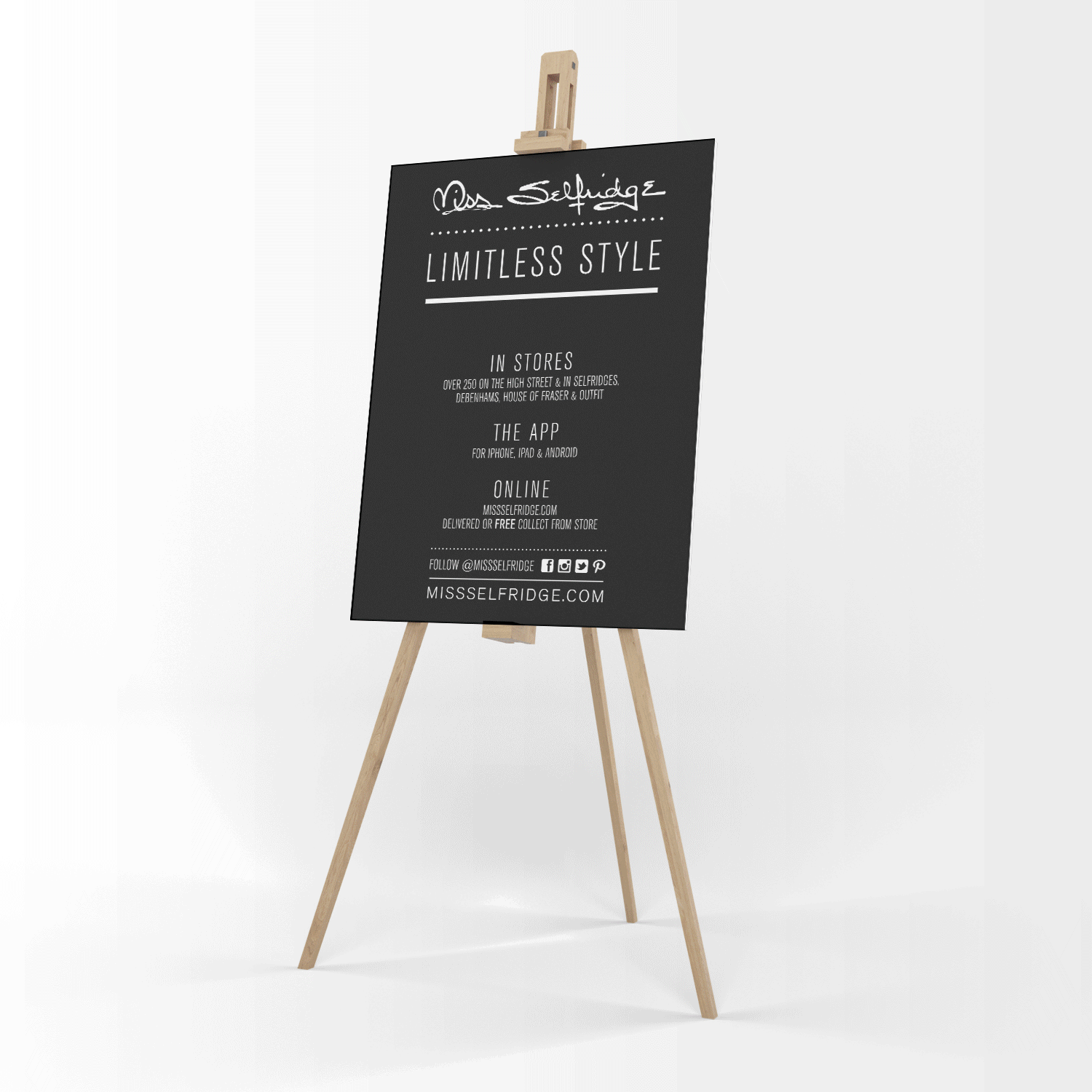 Instore easel poster, window decals and flyer