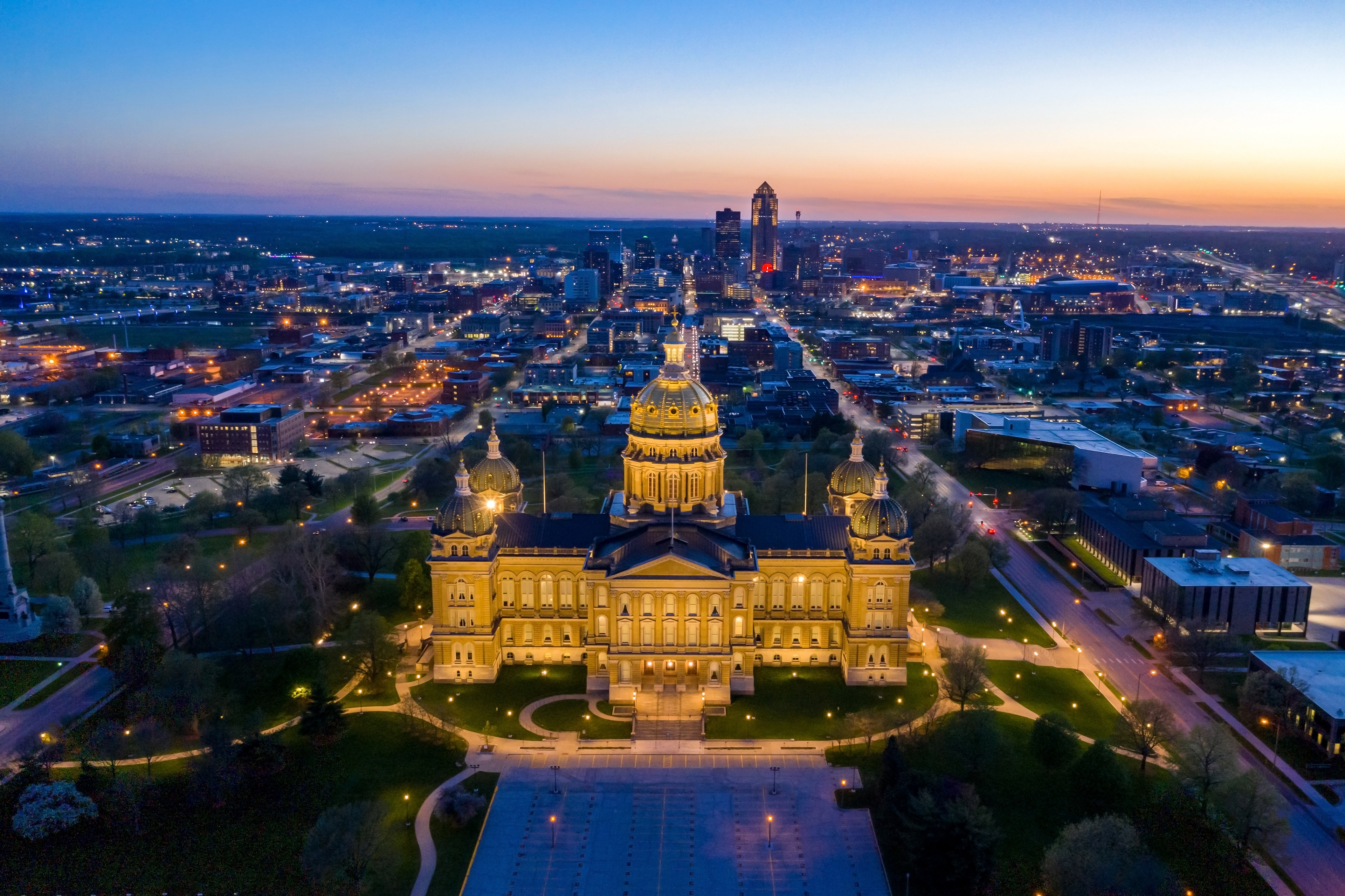 Aerial Looking Past the Capitol Building toward Downtown