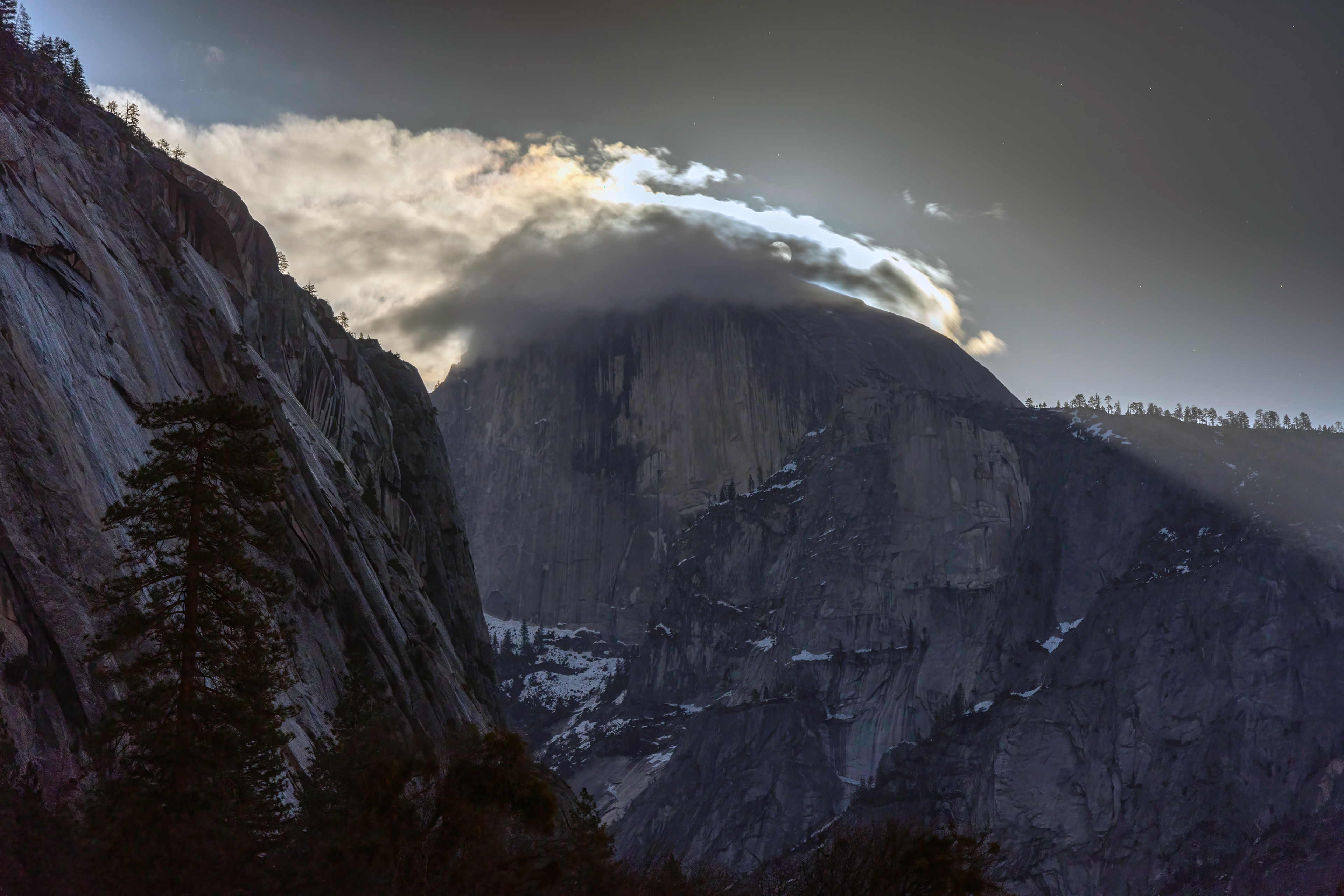 Full Moon Rising behind Half Dome