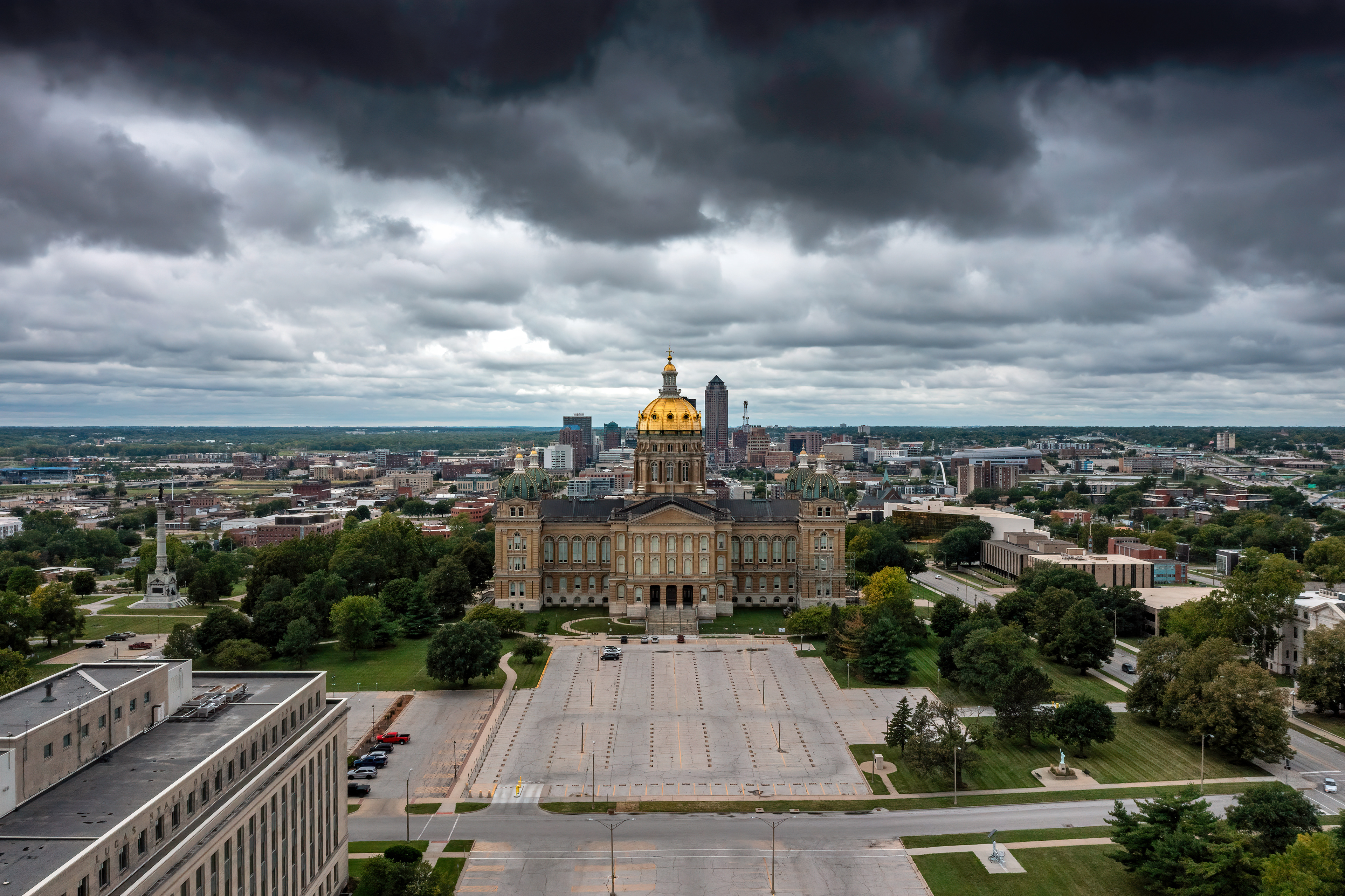 Aerial of the Capitol Building During Storm