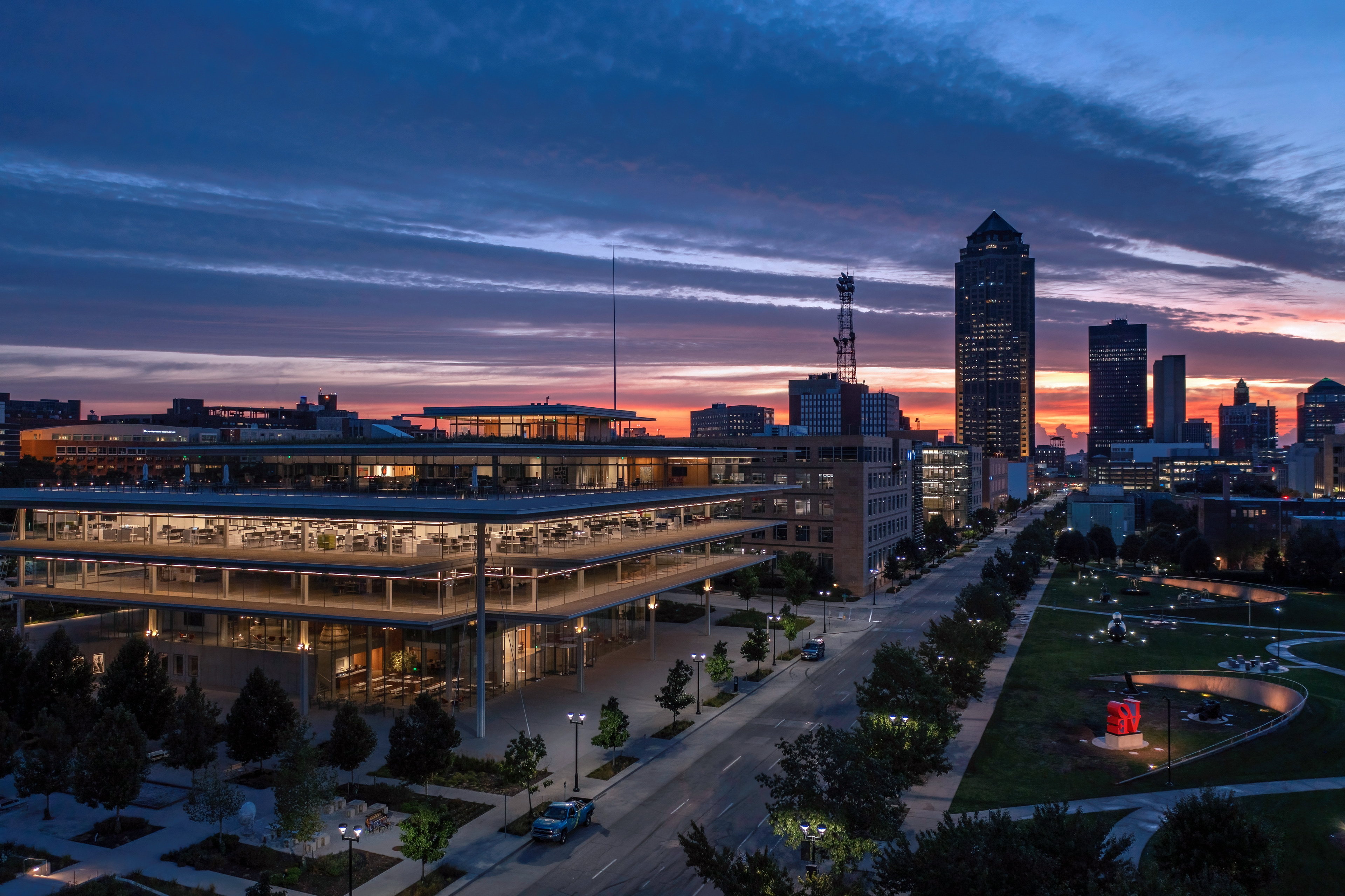Krause Gateway Center and Skyline at Sunrise
