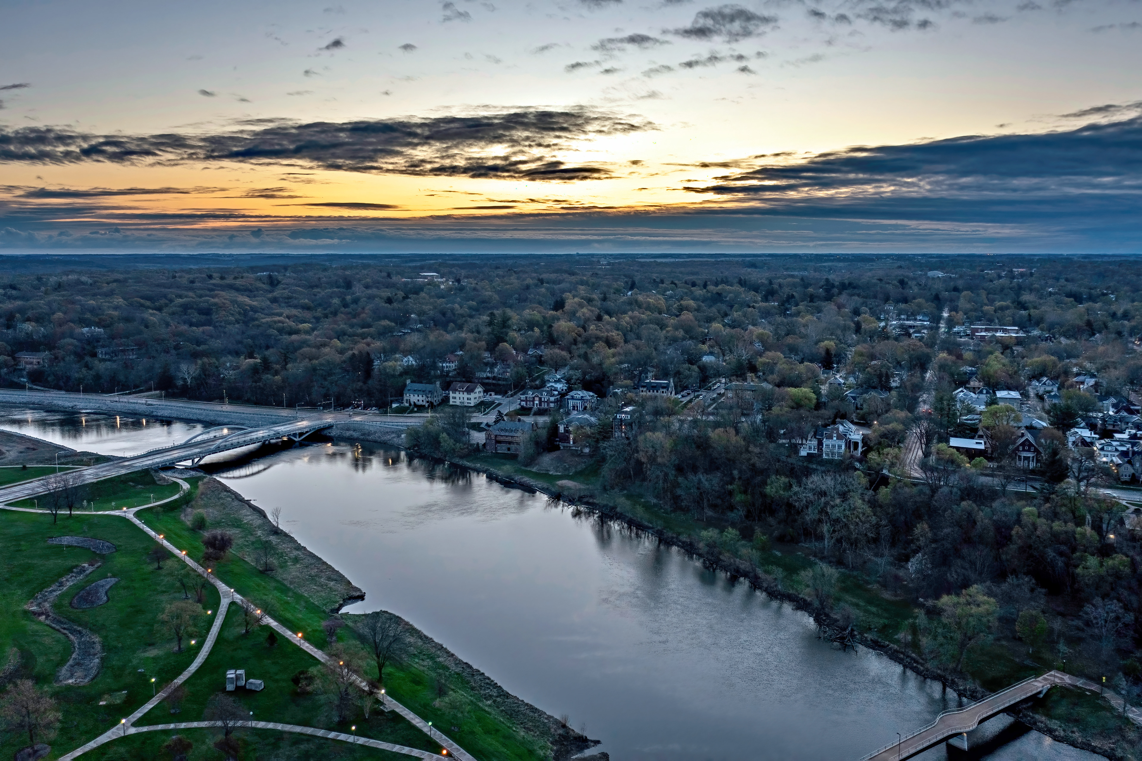 Iowa River Aerial at Sunrise