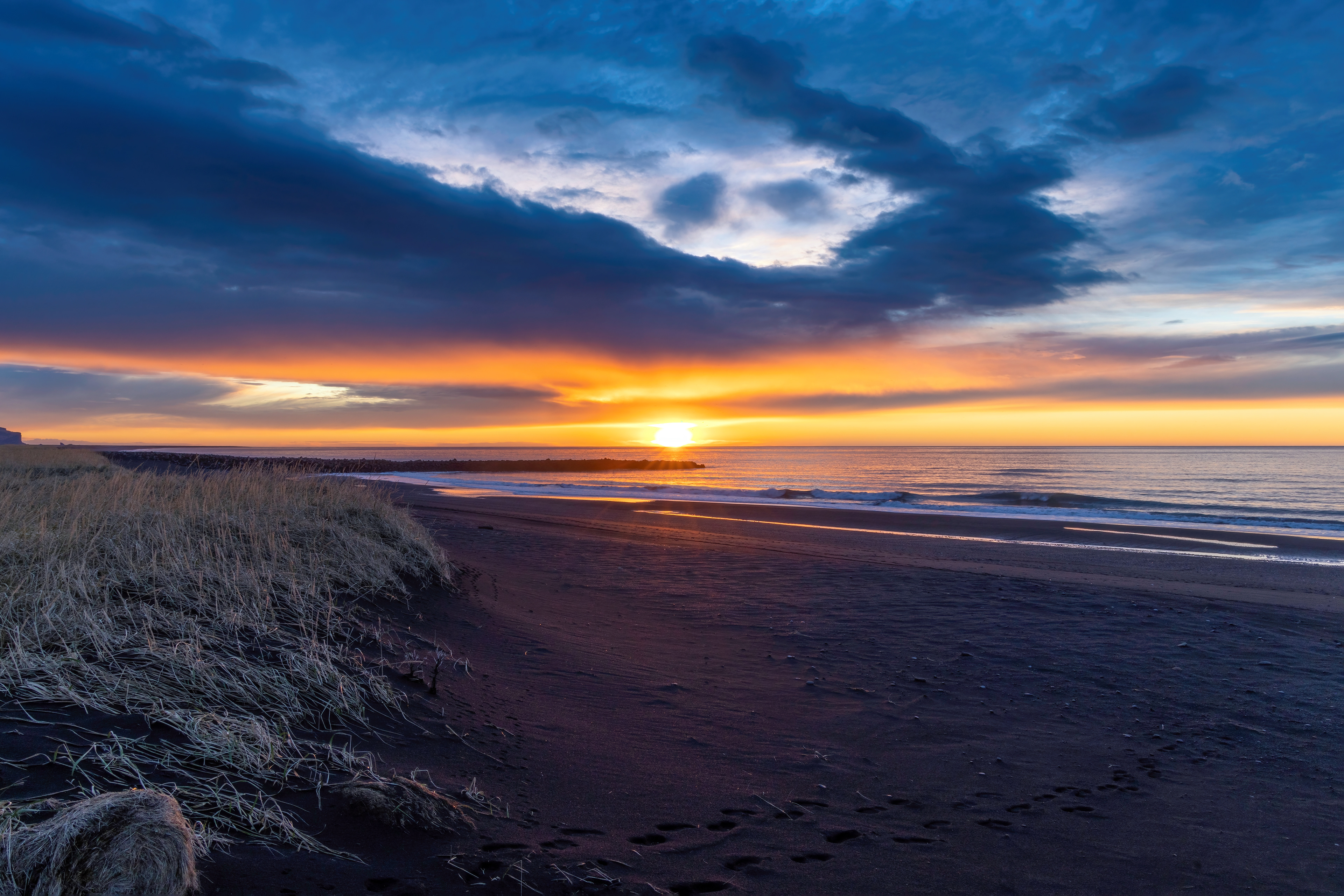 Sunrise on Black Sand Beach at Vik