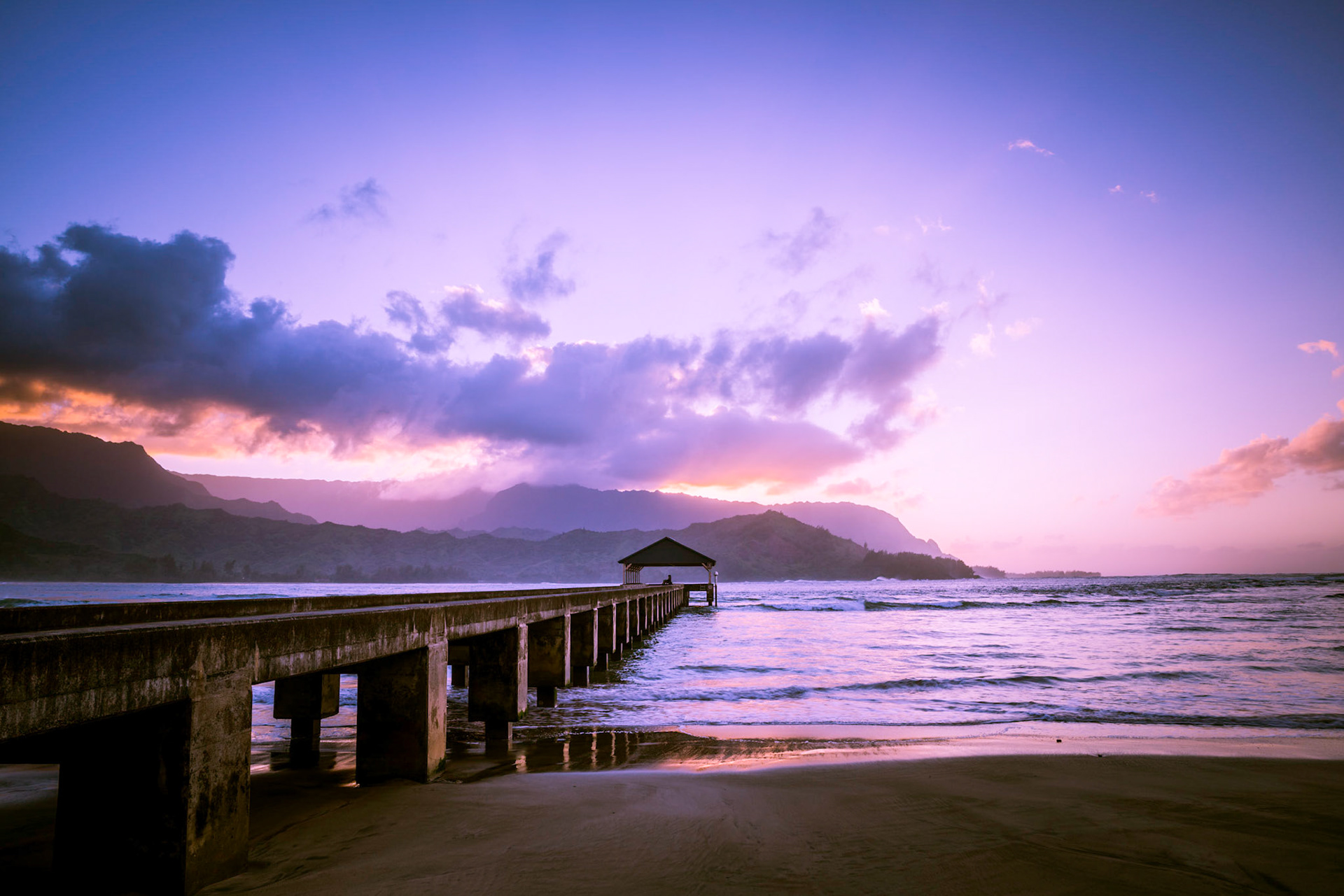 Sunset at Hanalei Bay, Kauai.