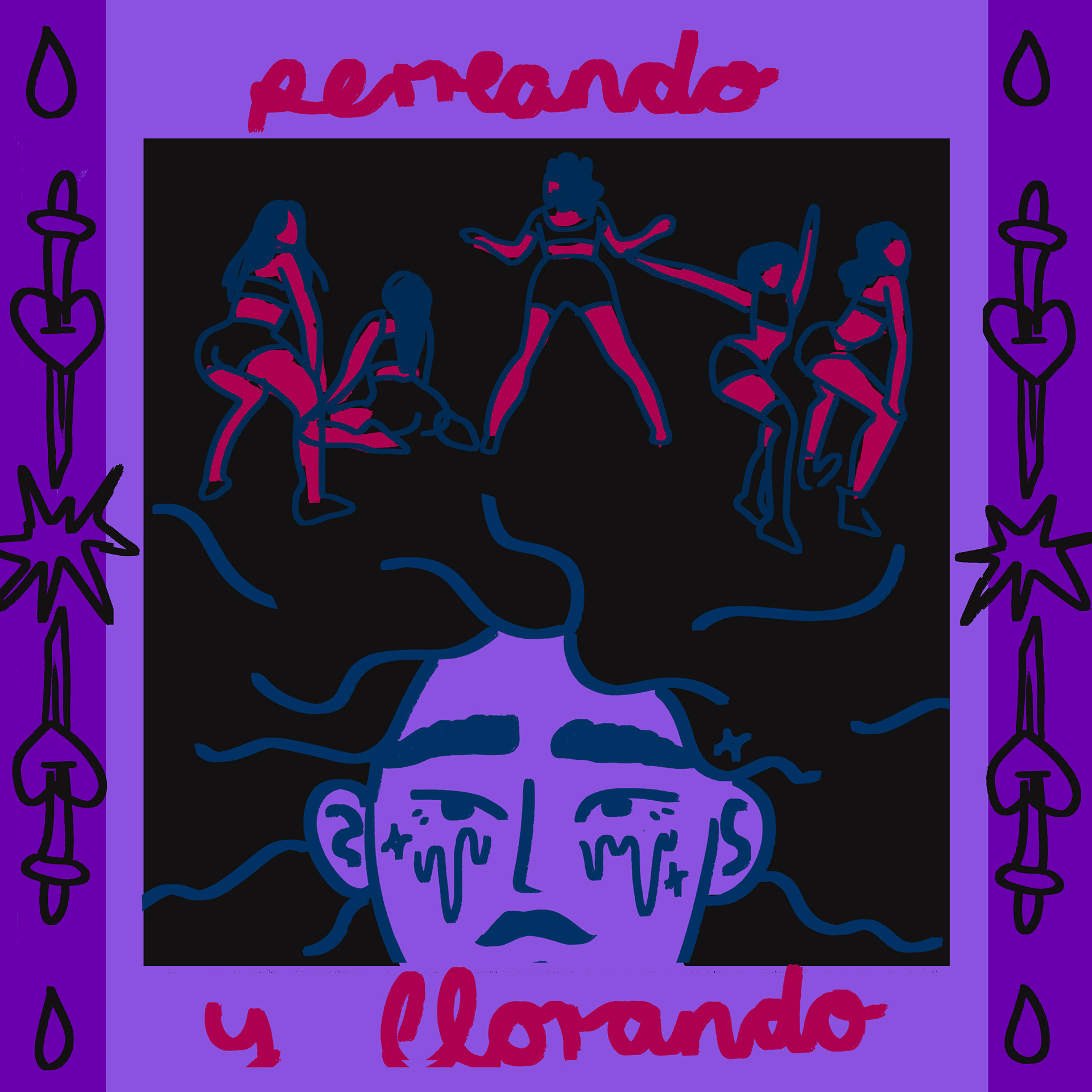Sketch for the cover of Fuega's Mix "Perreando y Llorando"