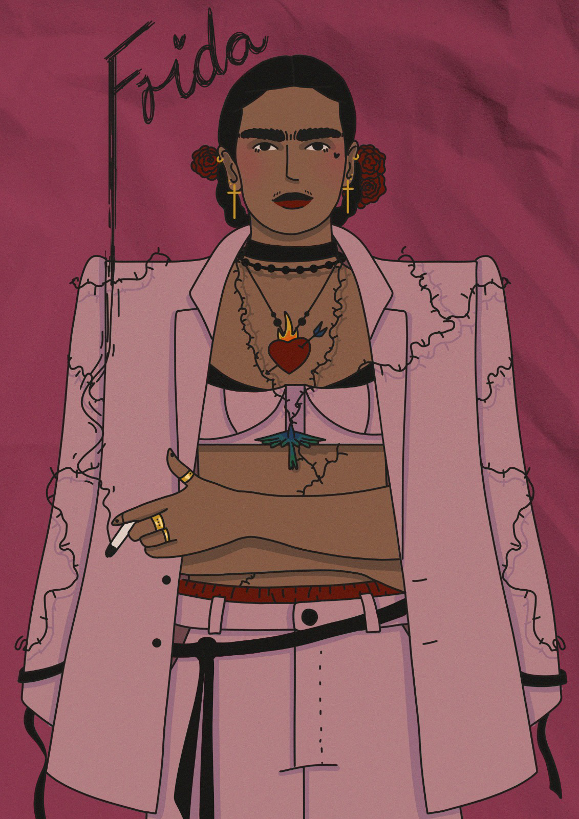 Frida Kahlo, Outfit inspired by Jean Paul Gaultier's 1998 spring collection "Hommage a Frida Kahlo"