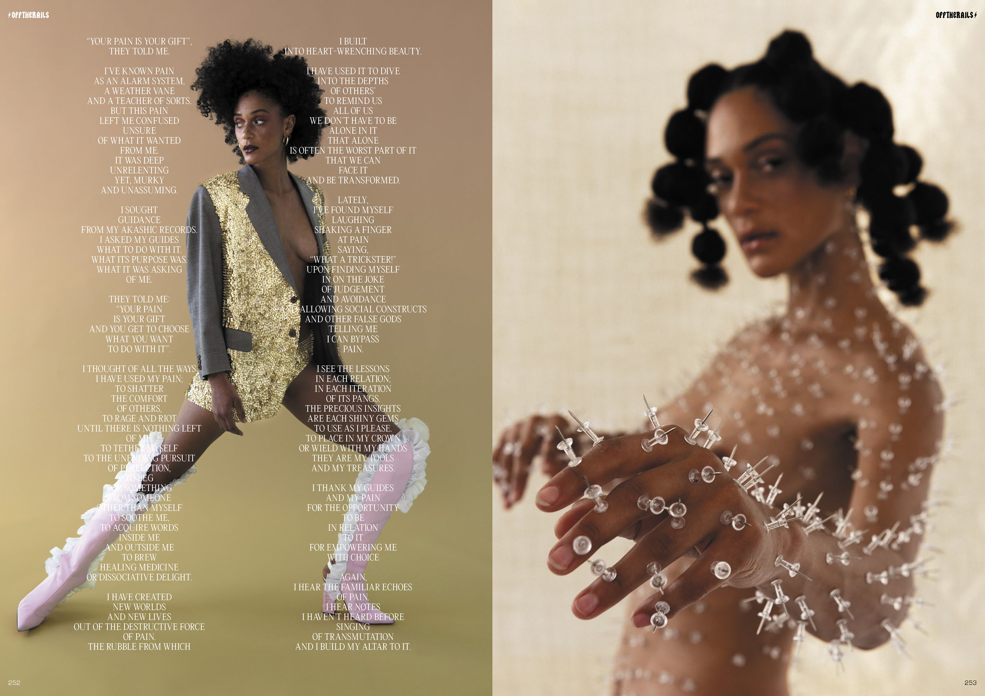 Off The Rails Magazine Print Issue 18. Creative Director & Photographer: Tanner K Williams. Model: Lauren Johnson. Stylist: José Dao. Makeup Artist: Andrea Martin. Hairstylist: Lana Hunter. Coordinator: Adam Lee. Stylist Assistant: Mayra Estrada.