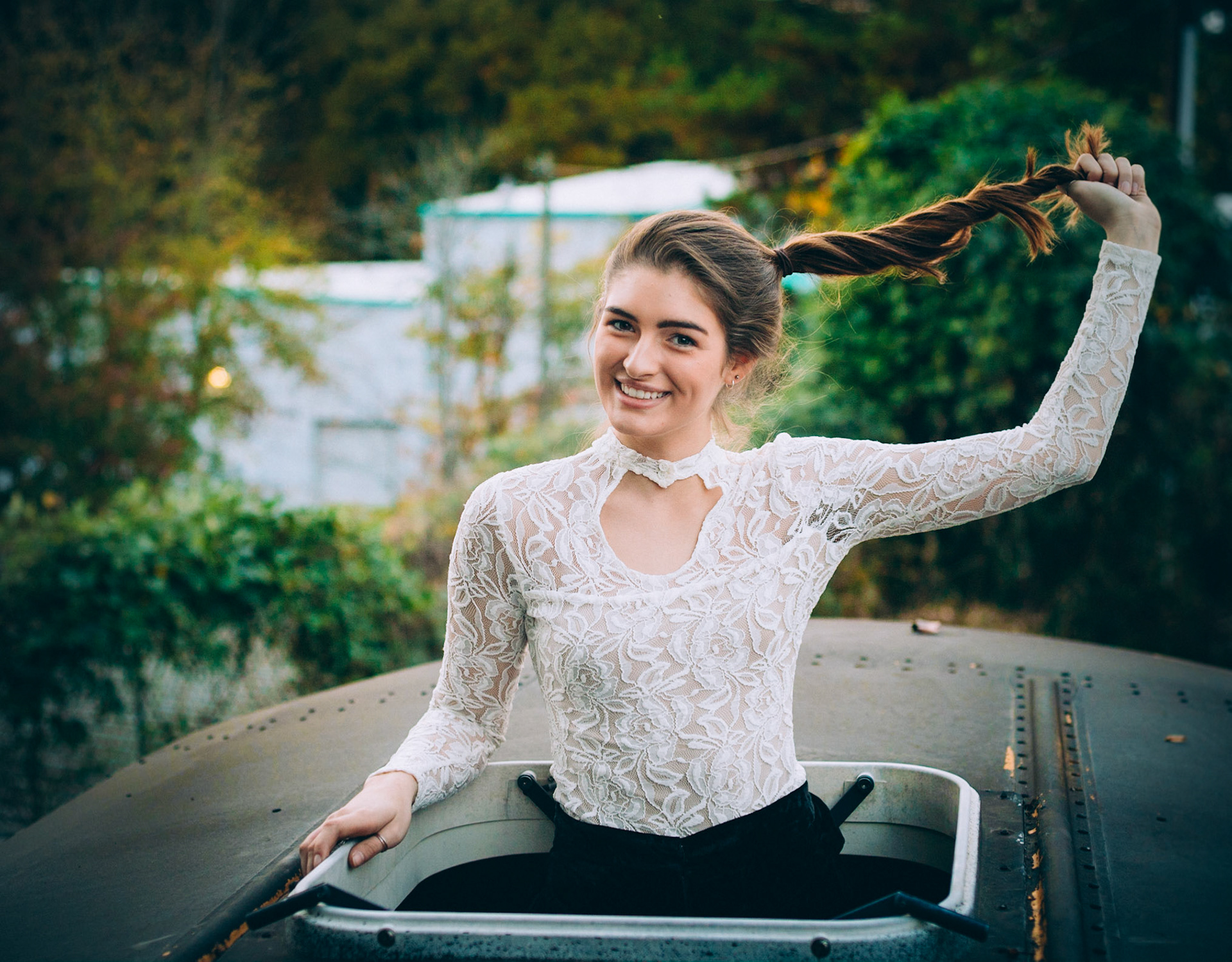 Maddie at the end of our prison bus shoot