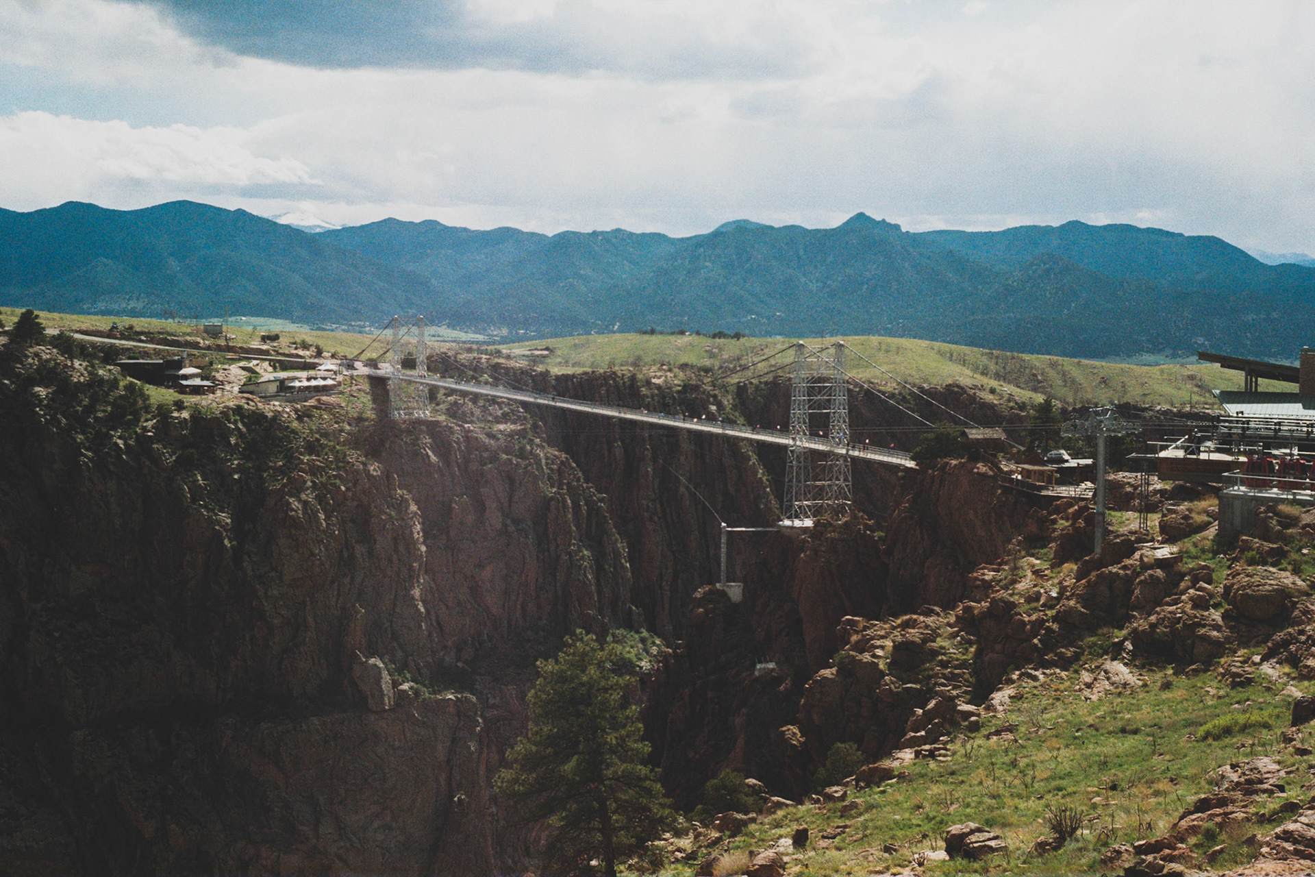 The Royal Gorge Bridge in Canon City, CO. Built in 1929, this bridge was once considered the highest suspention bridge in the world.  The Royal Gorge is 1250 feet wide and 1050 feet deep.