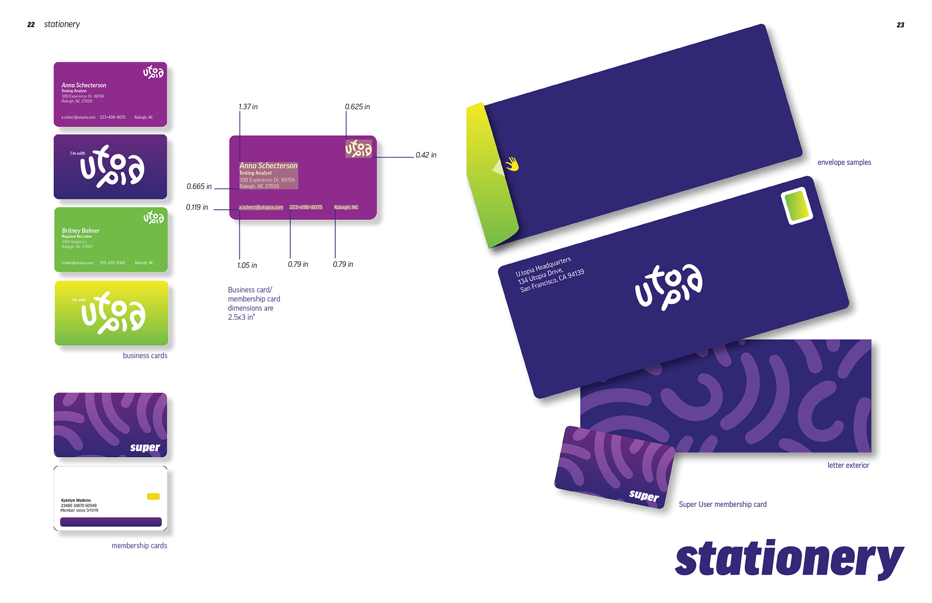 Business card, membership card, and envelope guidelines