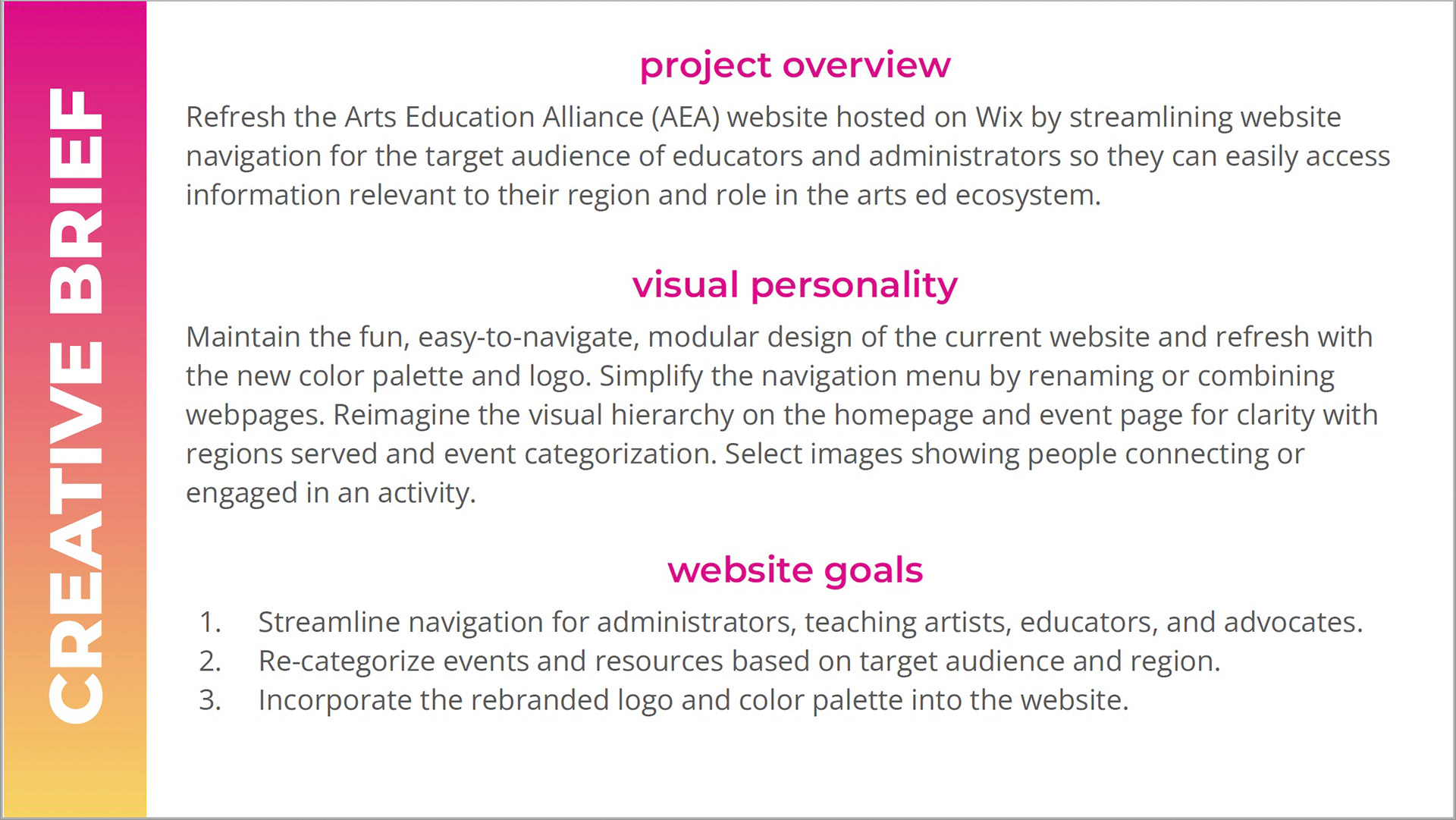 website proposal brief