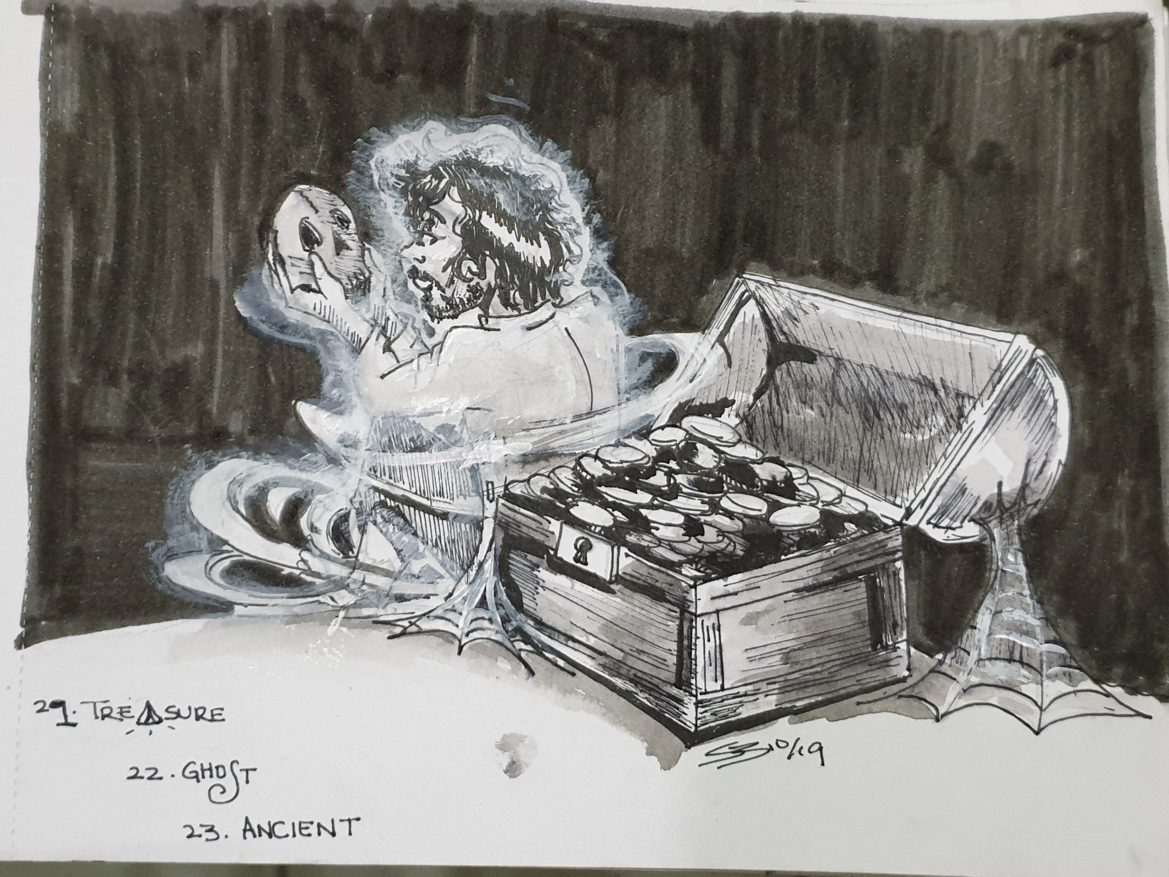 Inktober 2019: Days 21-23 Treasure/Ancient/Ghost