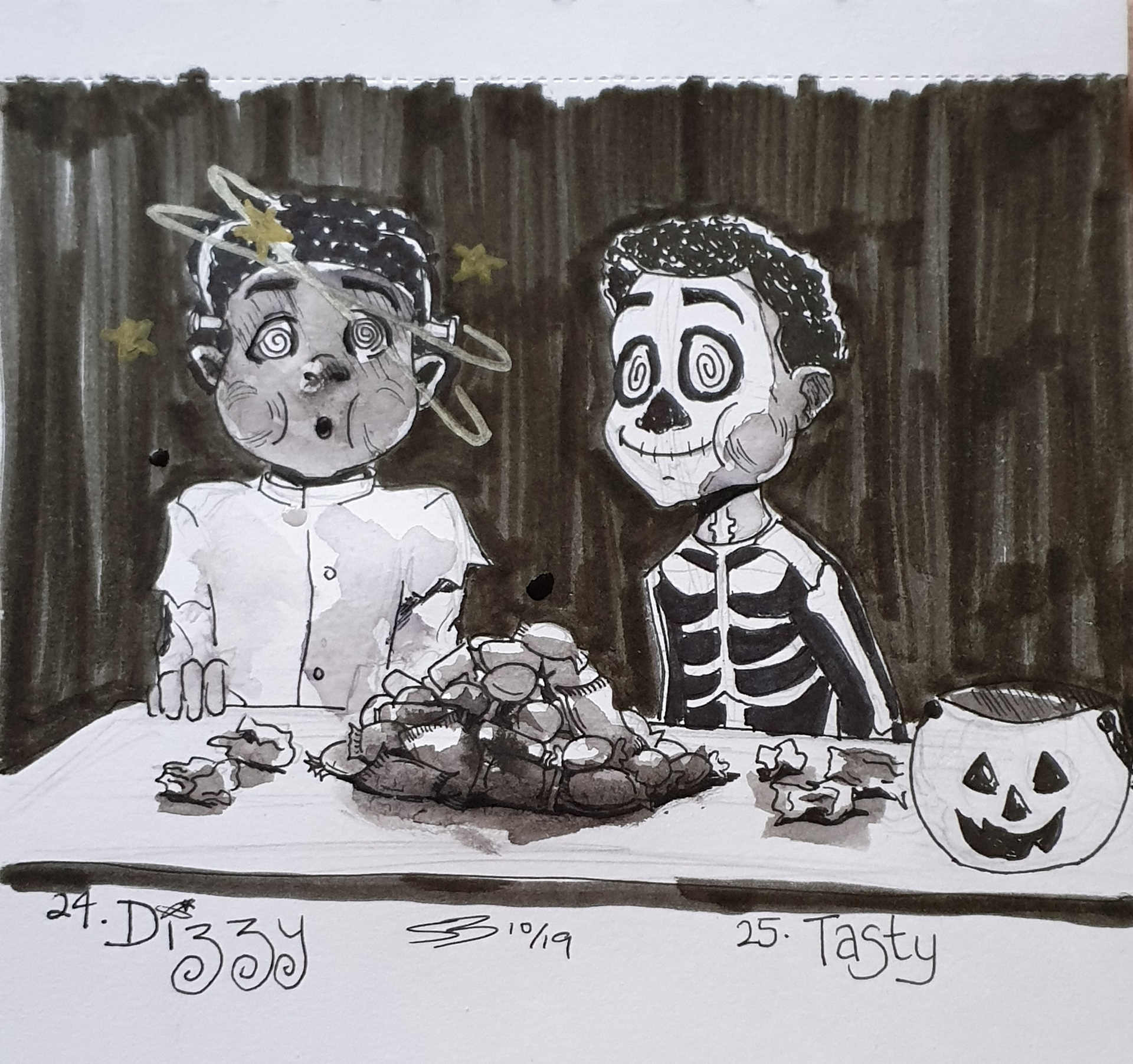 Inktober 2019: Days 24 & 25 - Dizzy & Tasty