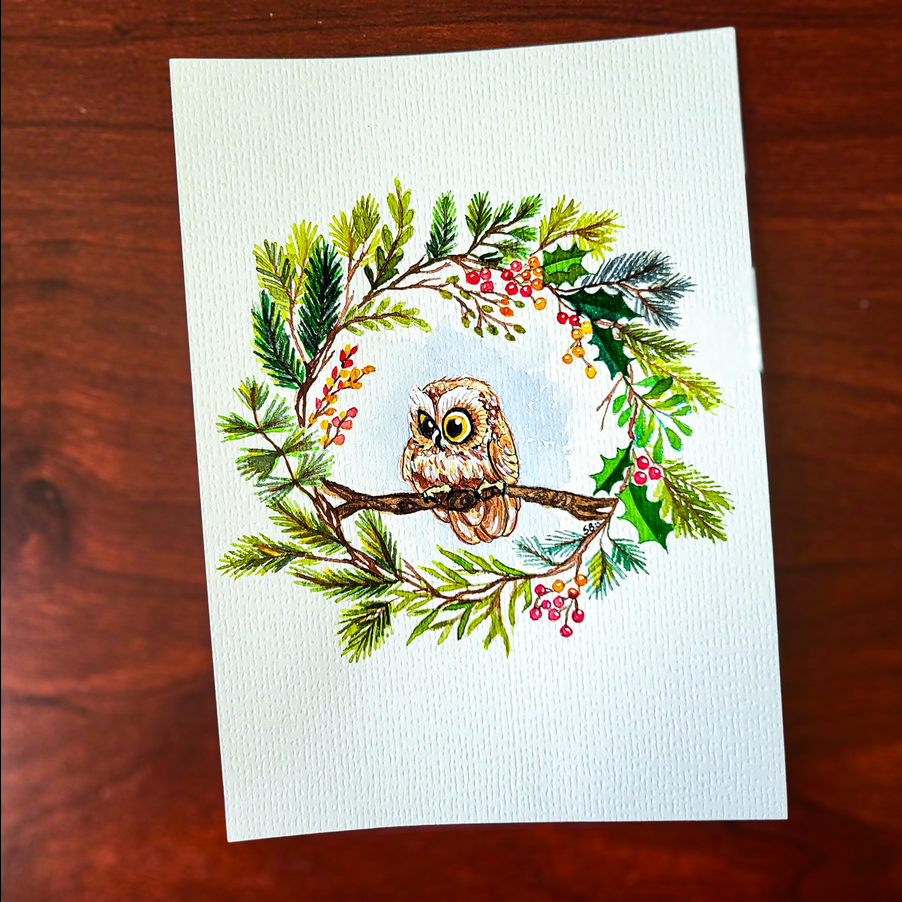 Little owl - watercolor 5x7