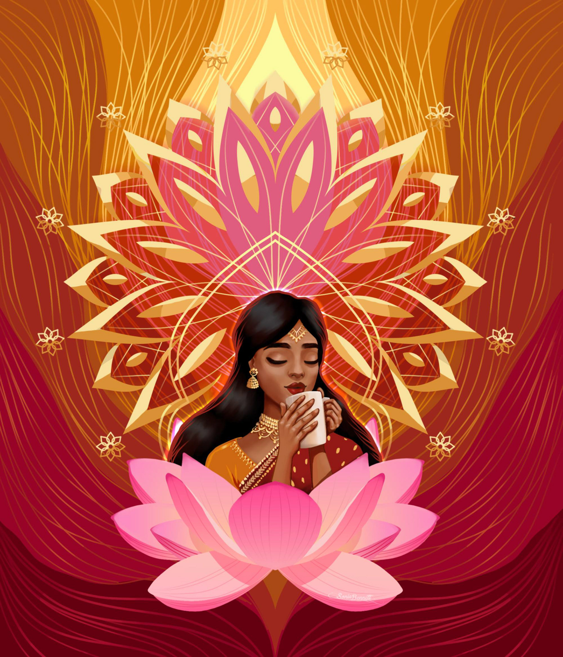 That feeling you get when you first take a sip of hot tea or coffee... Created in Krita