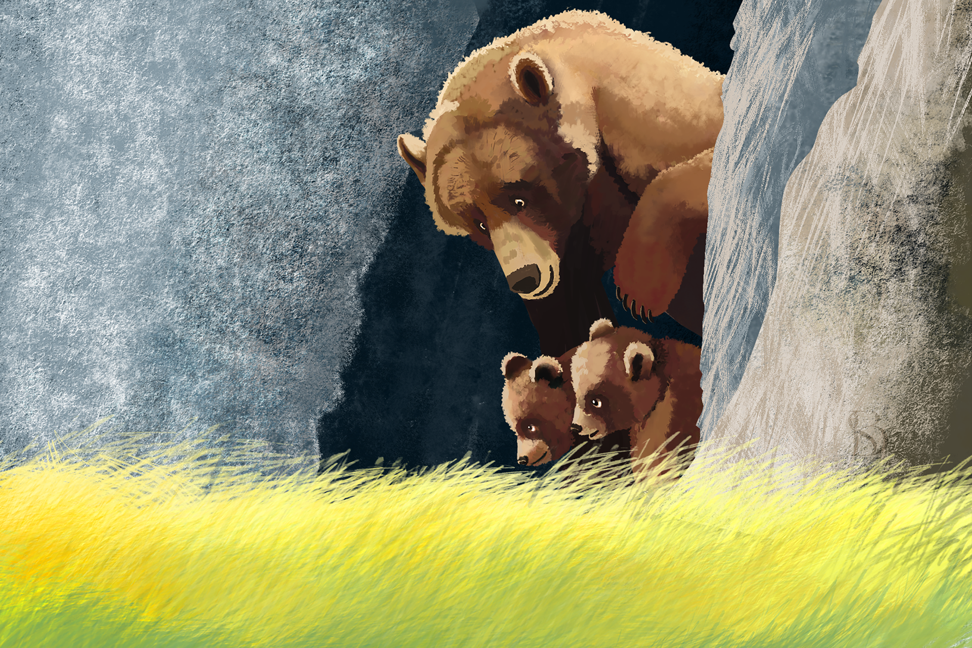 Baby bears in Spring - Krita