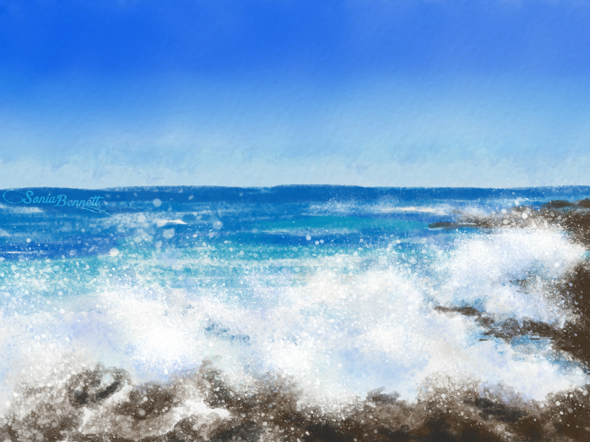 Watercolor seaside - Krita