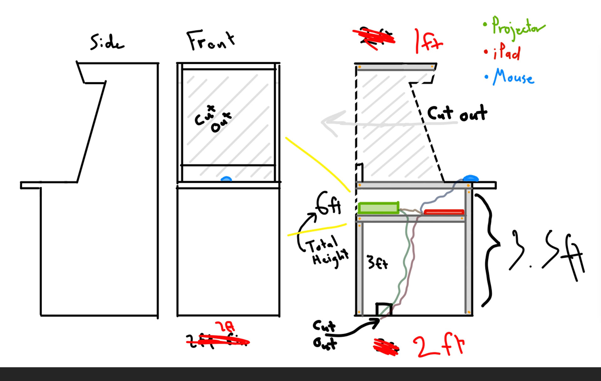 Projector housing cabinet sketch