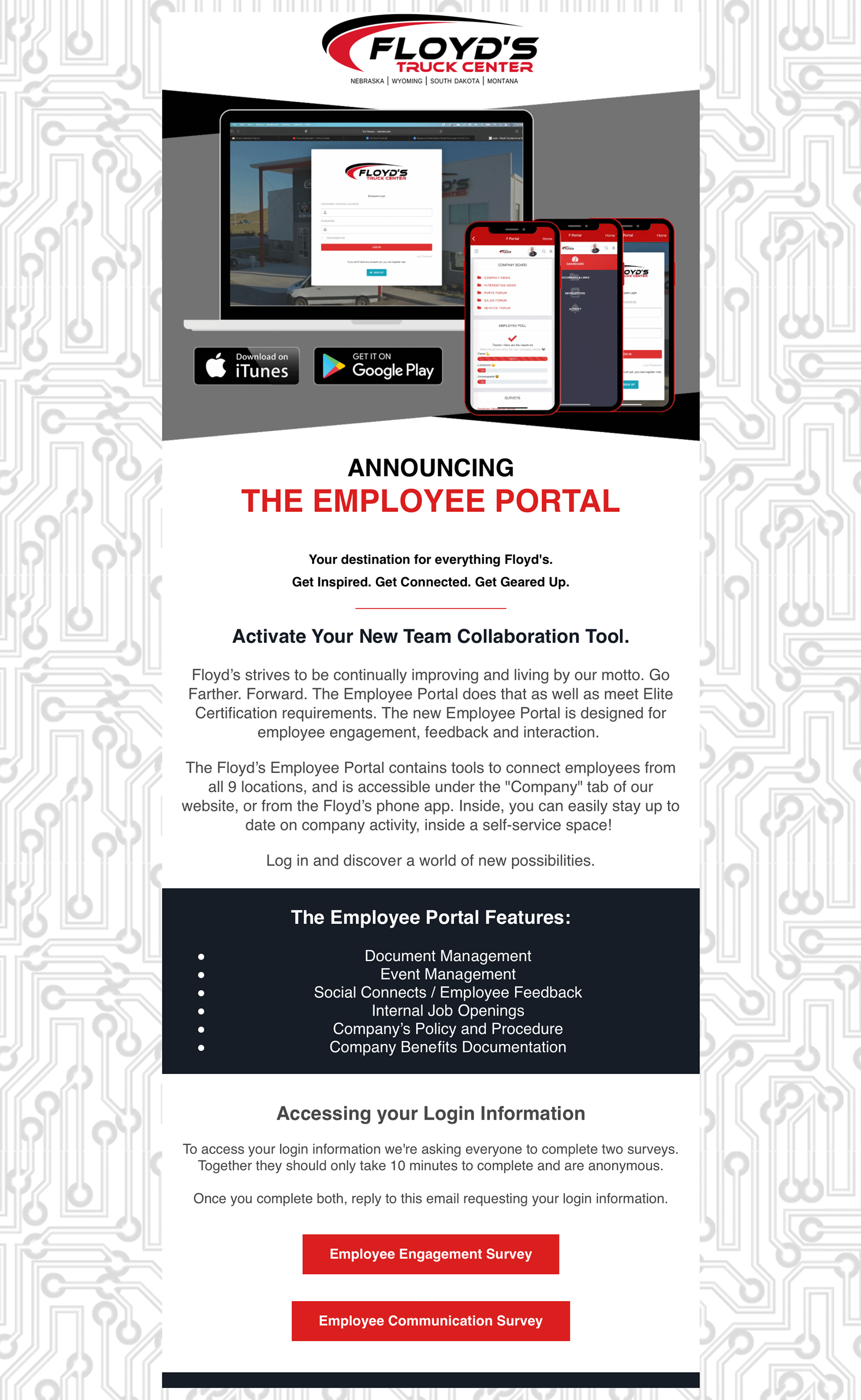 Company wide portal introduction email