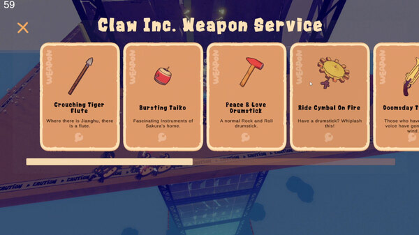 Screenshot of the old weapon choice menu
