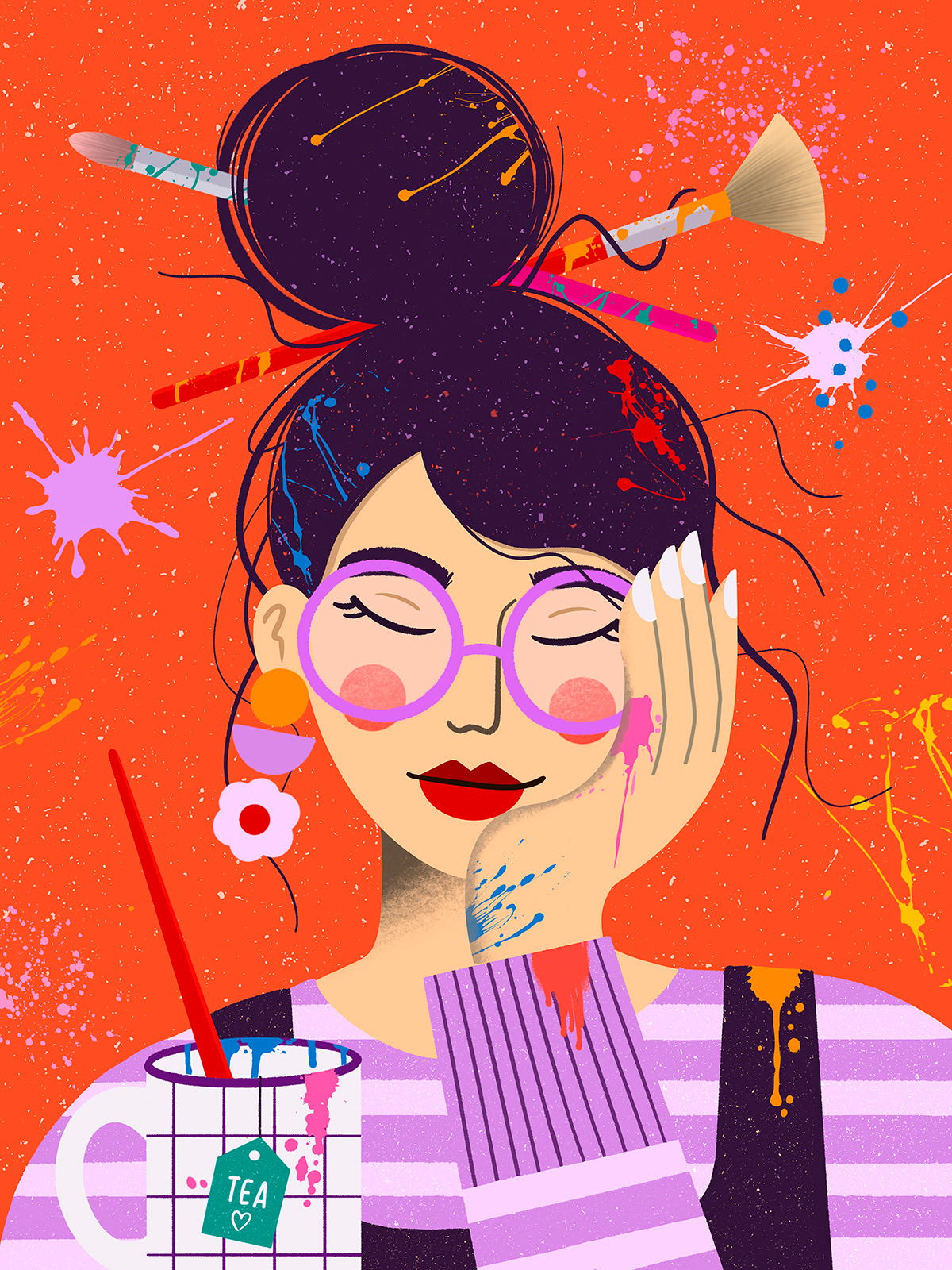 Facetober Challenge @charlyclements: Artist, messy bun, sleepy