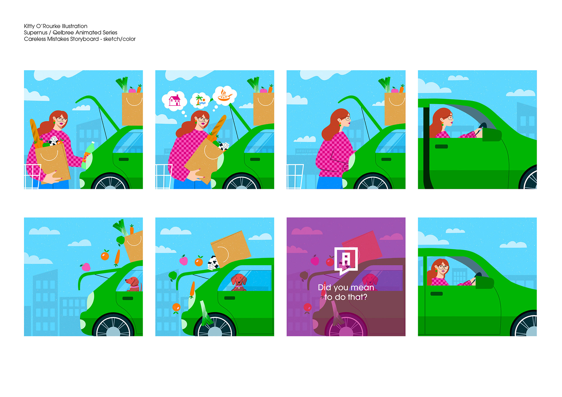 Storyboard for Supenus Qelbree Pharmaceutical. Snapchat animations. Aimed at young adults with a ADHD diagnosis.