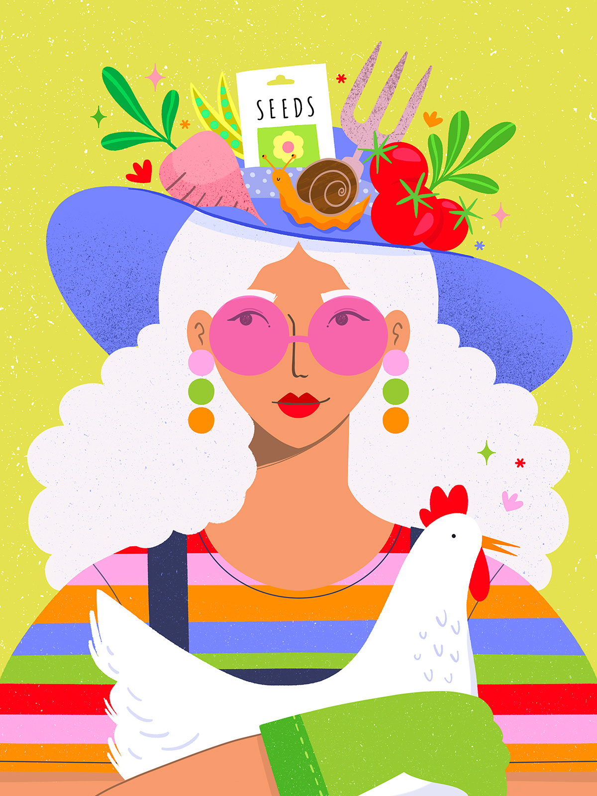 Fun with Faces @charly clements: garden, white hair, bird