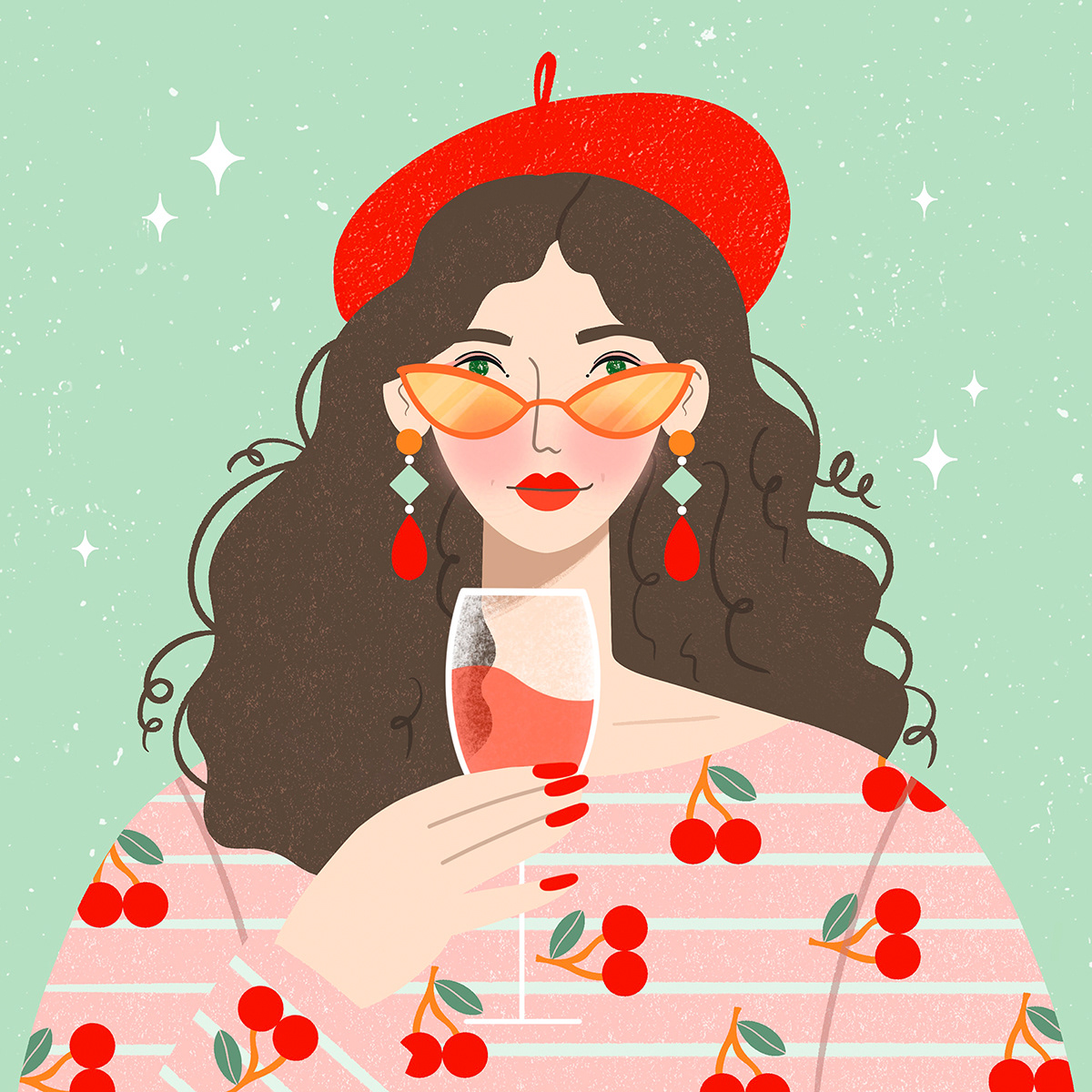 Facetober @charlyclements: beret, curly hair, stripes