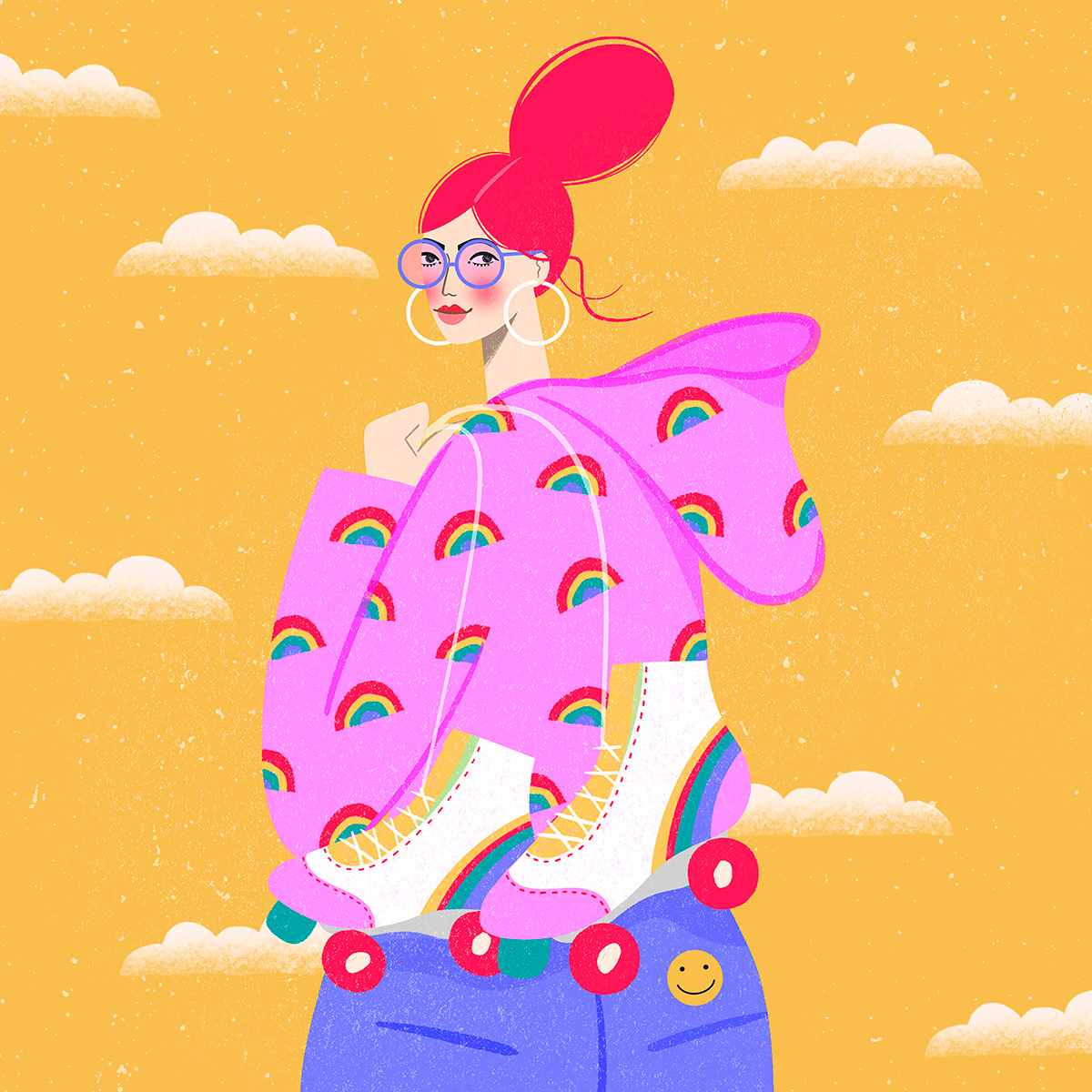 Facetober @charlyclements: rollerskates, rainbow, happy