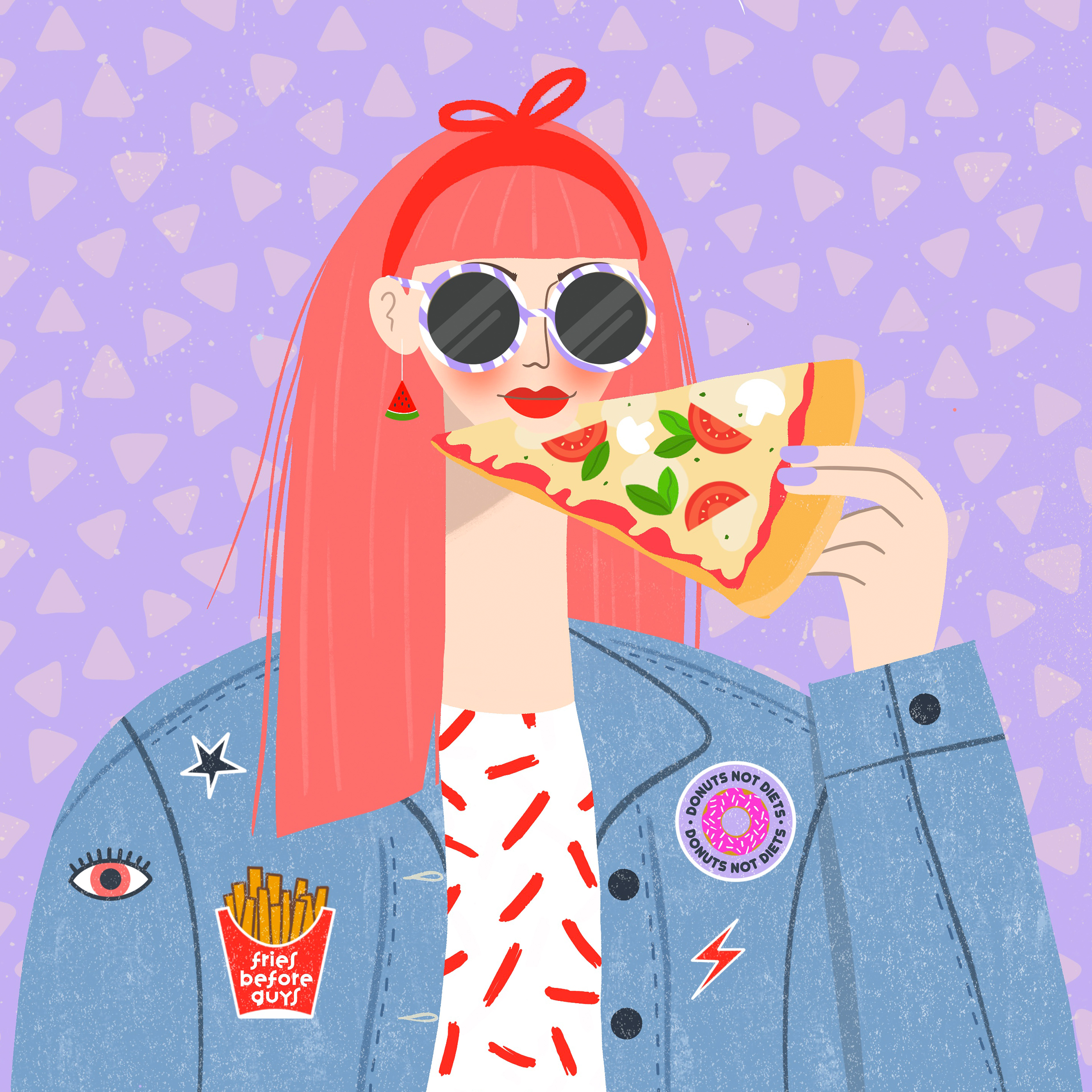 Facetober @charlyclements: food, straight hair, denim jacket