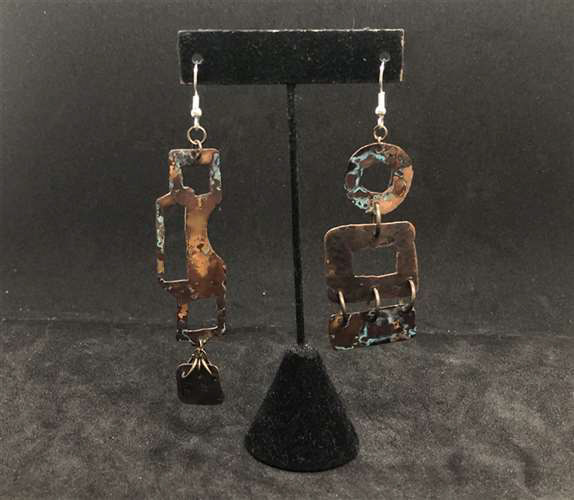 Elizabeth Rosebrock-Hayes, Cleveland Heights High School, Grade 12, Copper Earrings, Jewelry, Educator: Nancy Rich Drehs, Honorable Mention